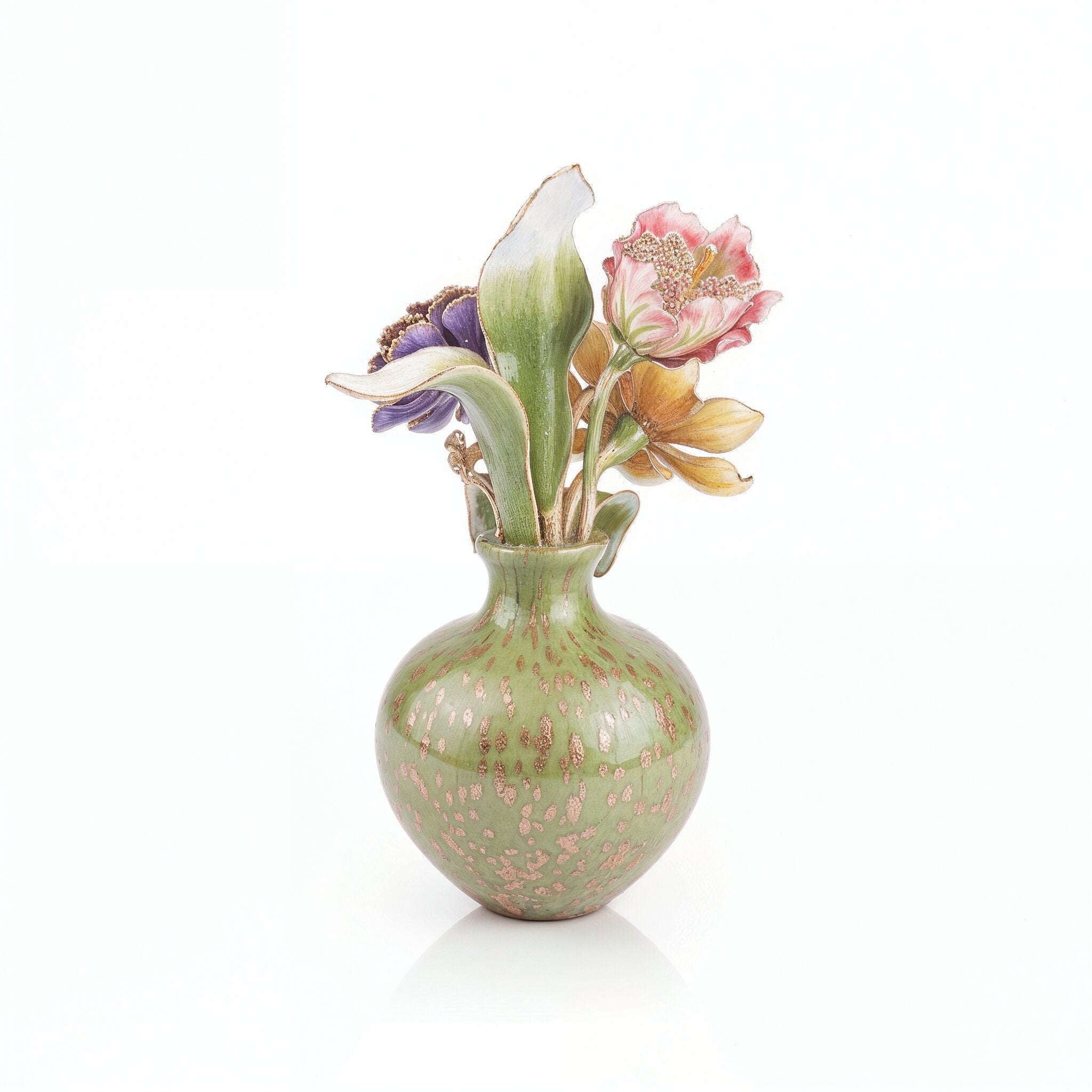 Jay Strongwater. Selina Floral Decorative Object Gilded and Studded with Swarovski