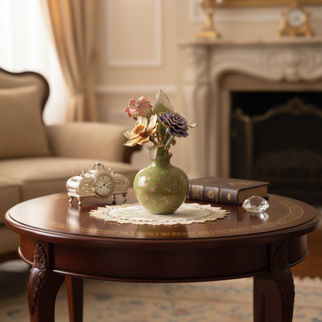 Jay Strongwater. Selina Floral Decorative Object Gilded and Studded with Swarovski