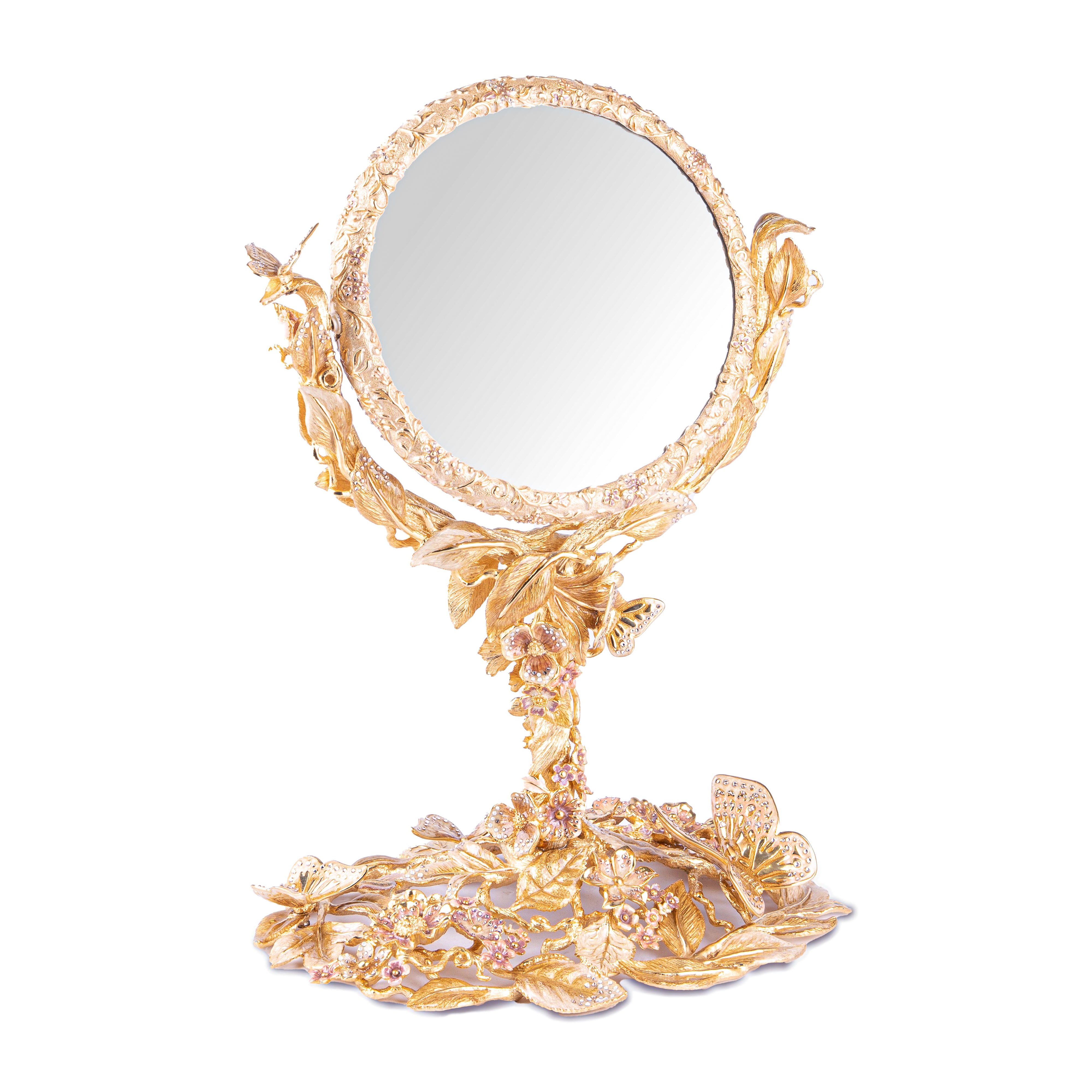 Jay Strongwater. Kayla Flip Mirror, Gilded and Studded with Swarovski