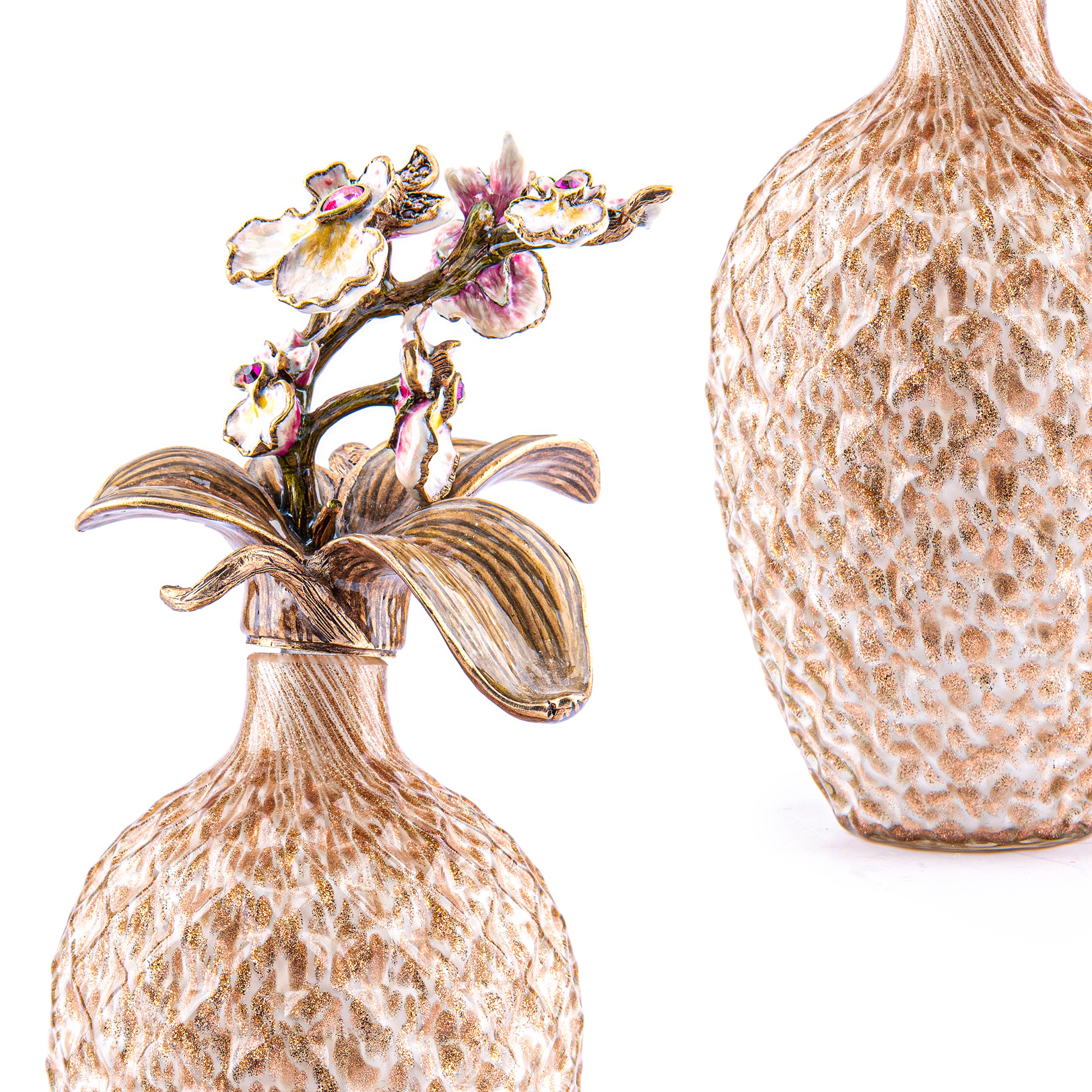 Jay Strongwater. Orchid Branch Perfume Bottle Studded with Swarovski