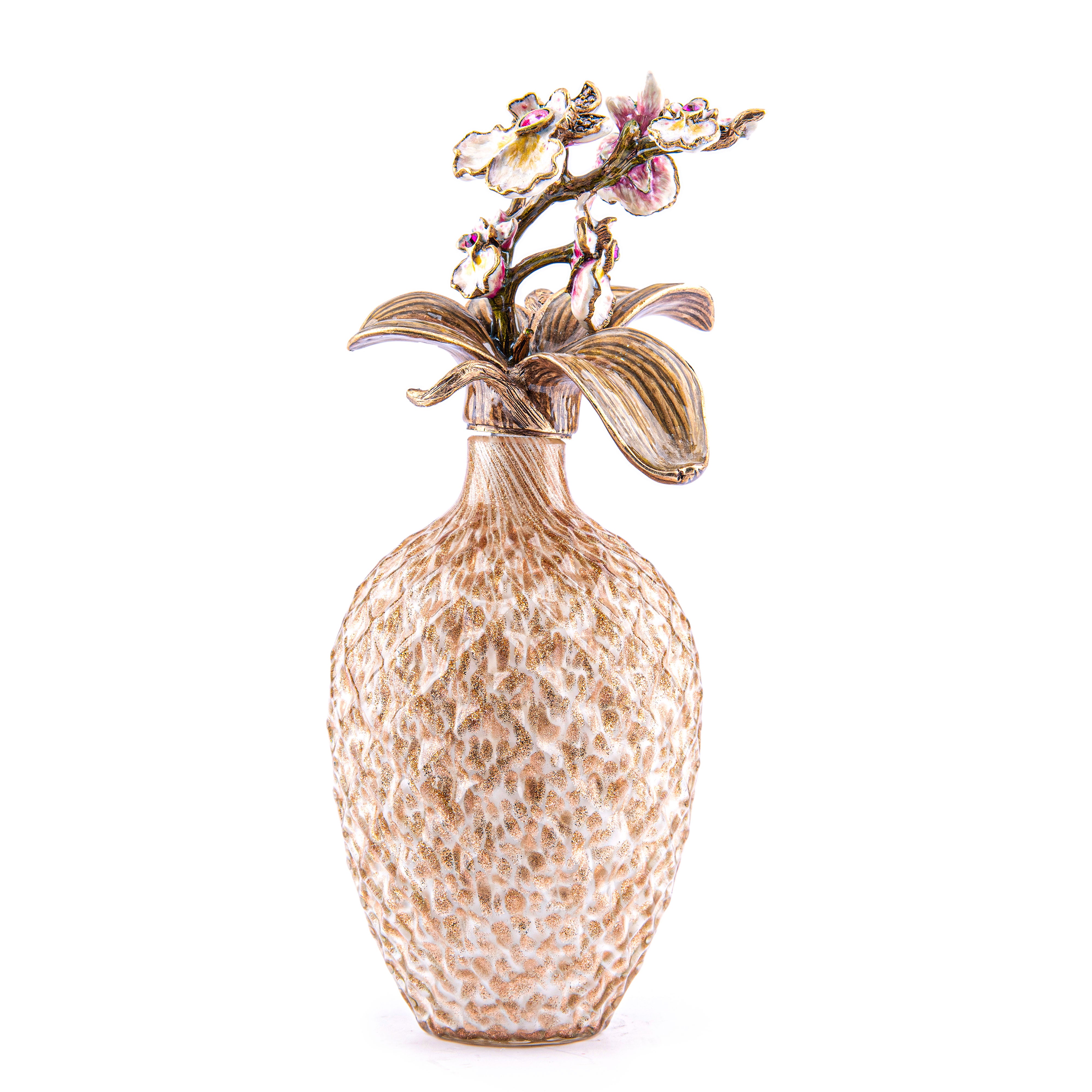 Jay Strongwater. Orchid Branch Perfume Bottle Studded with Swarovski