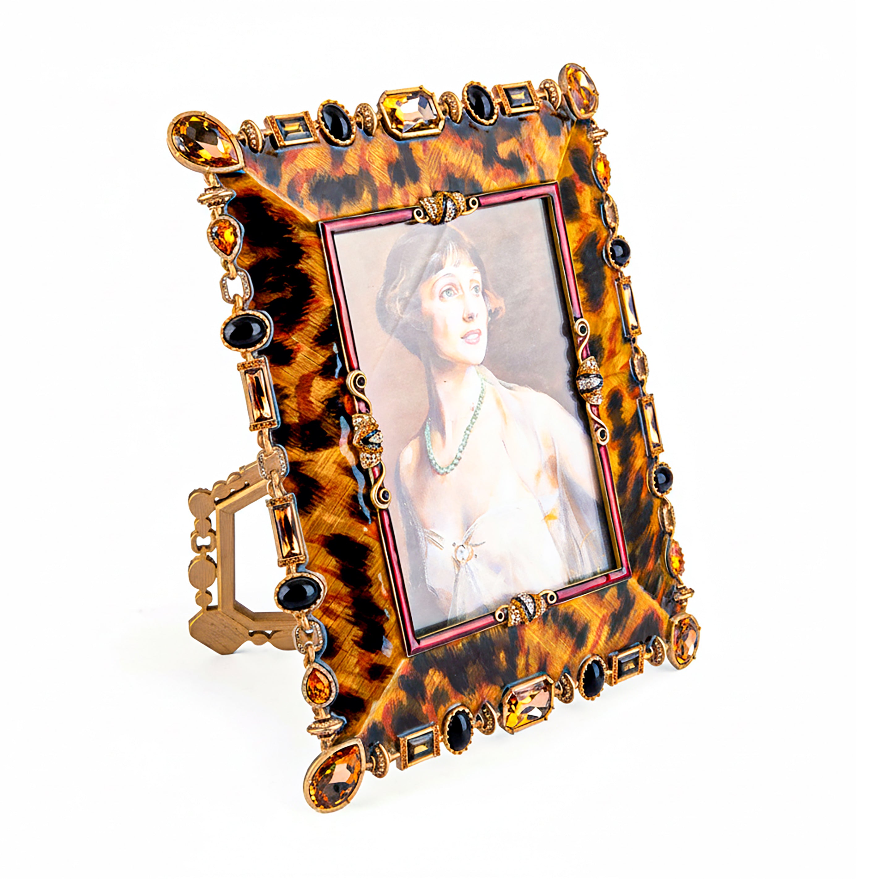 Jay Strongwater. Leopard Print Photo Frame Studded with Swarovski
