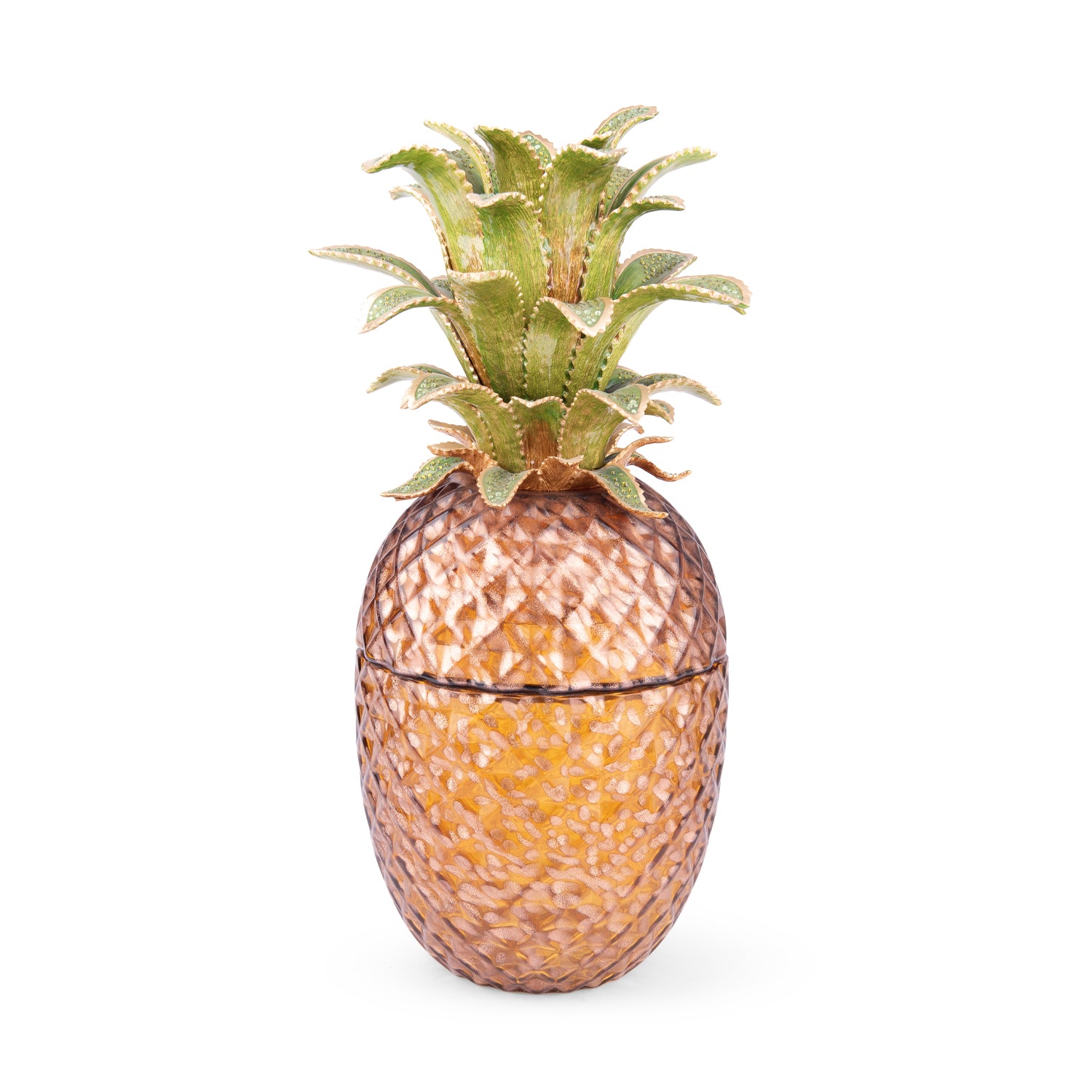 Jay Strongwater. Winston Pineapple Jewelled Glass Vessel Gilded and Studded with Swarovski