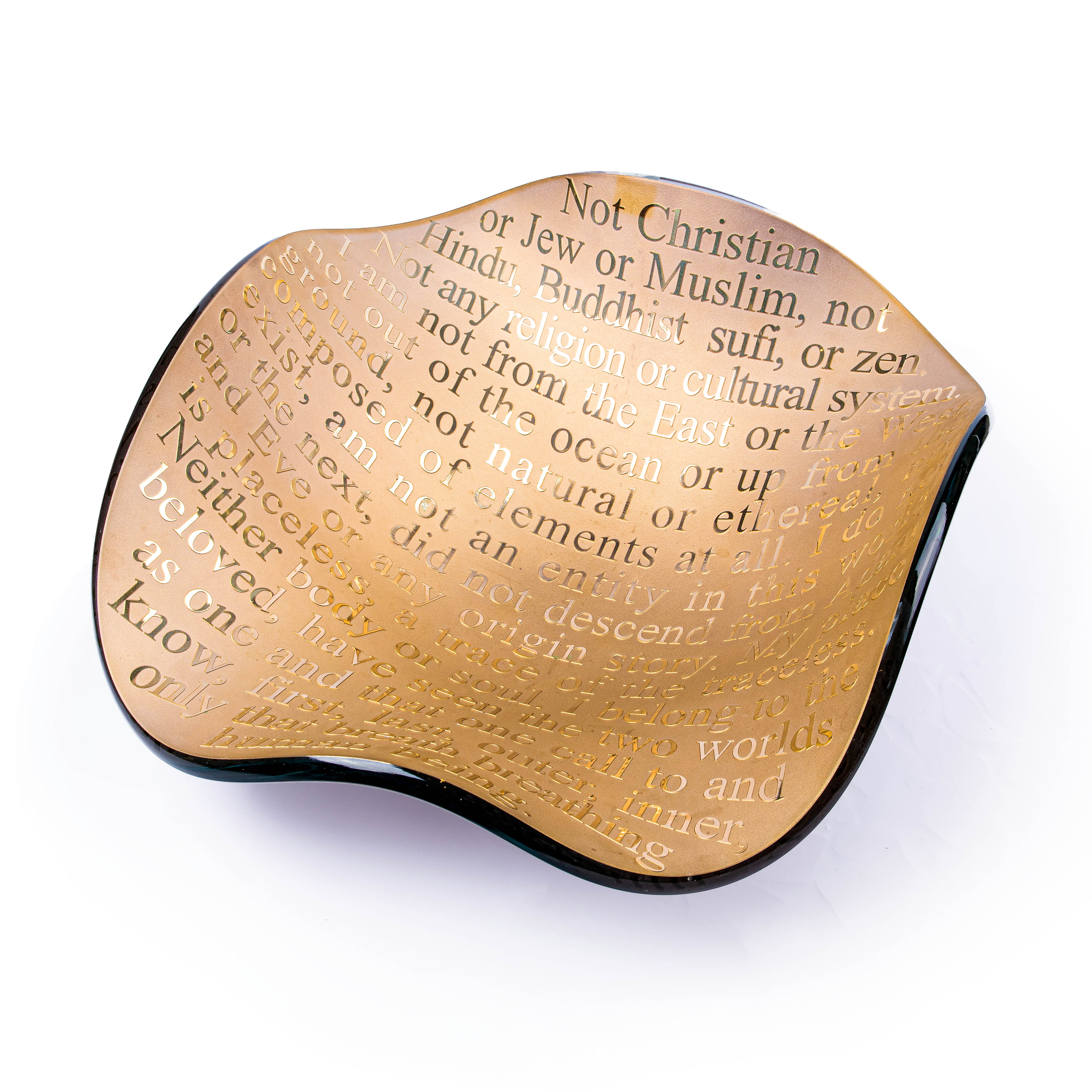 Schlanser Design Studio. Crystal Platter Featuring a Poem by Rumi
