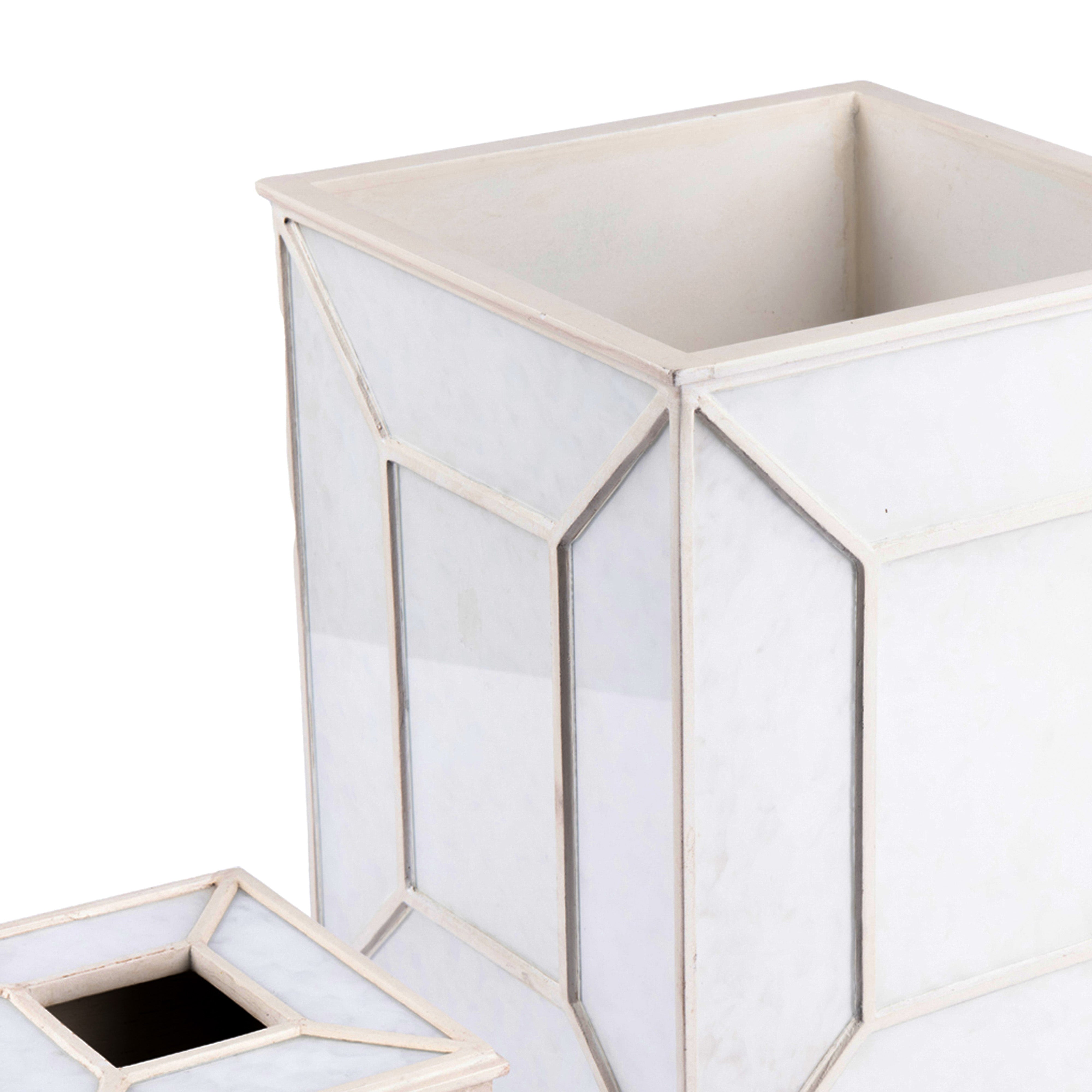 Labrazel. A Set of Tissue Box & Wastebasket Featuring Geometric Design