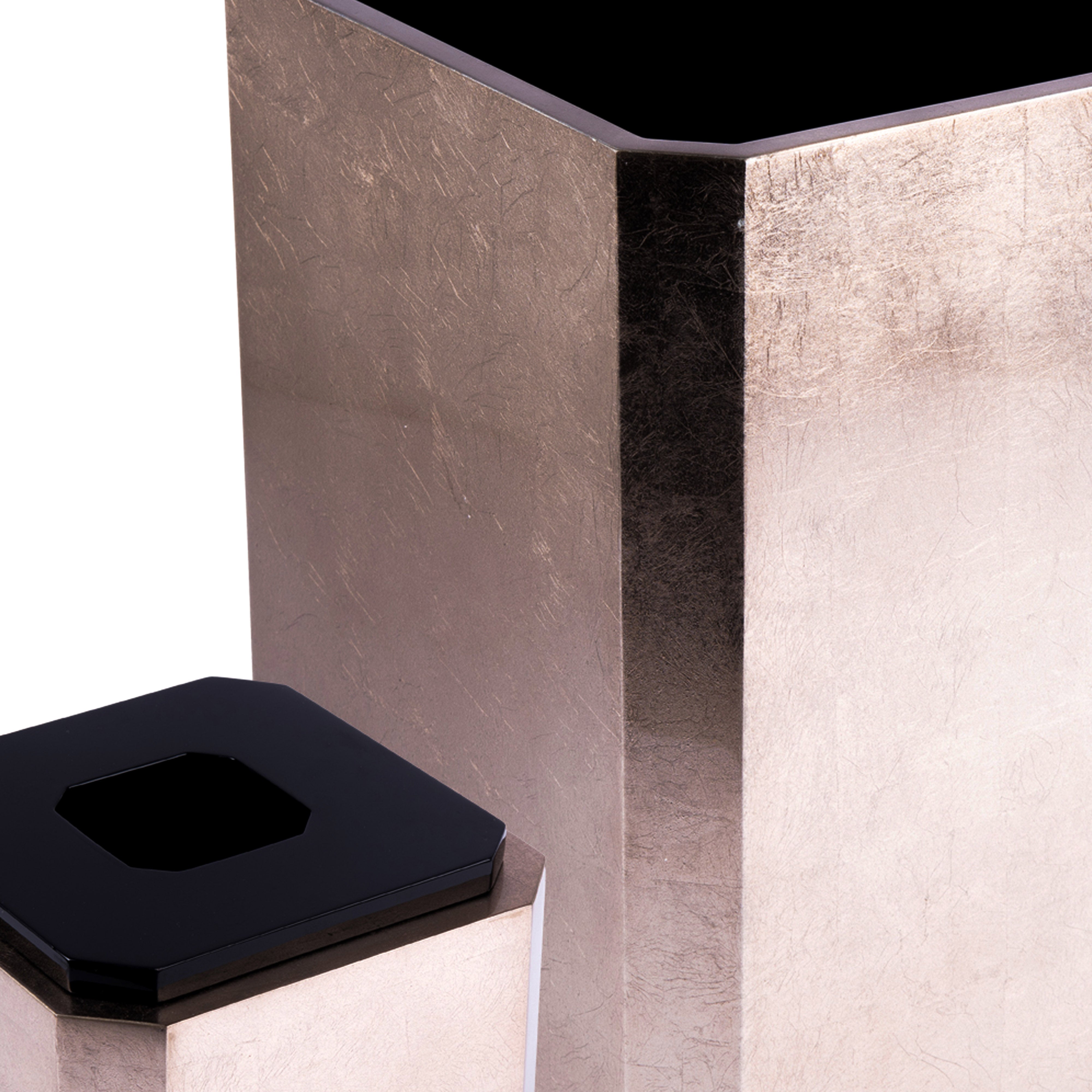 Labrazel. A Set of Bronze Wooden Tissue Box & Wastebasket.