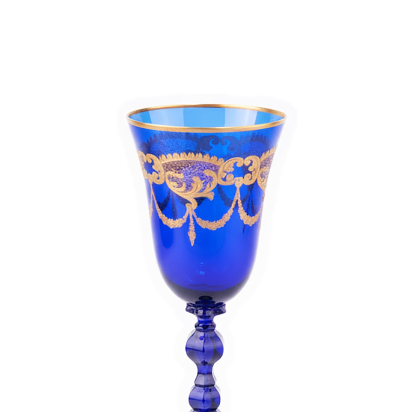 Vetrerie Di Empoli. Blue Crystal Glass Designed with Long Stem. Medium Size