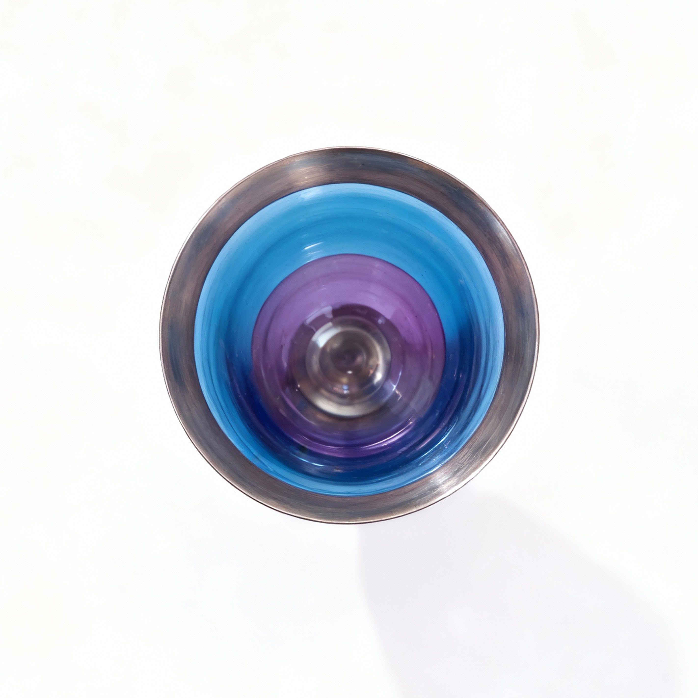 Vetrerie Di Empoli. Antique Metal & Blue Crystal Glass. Medium Size