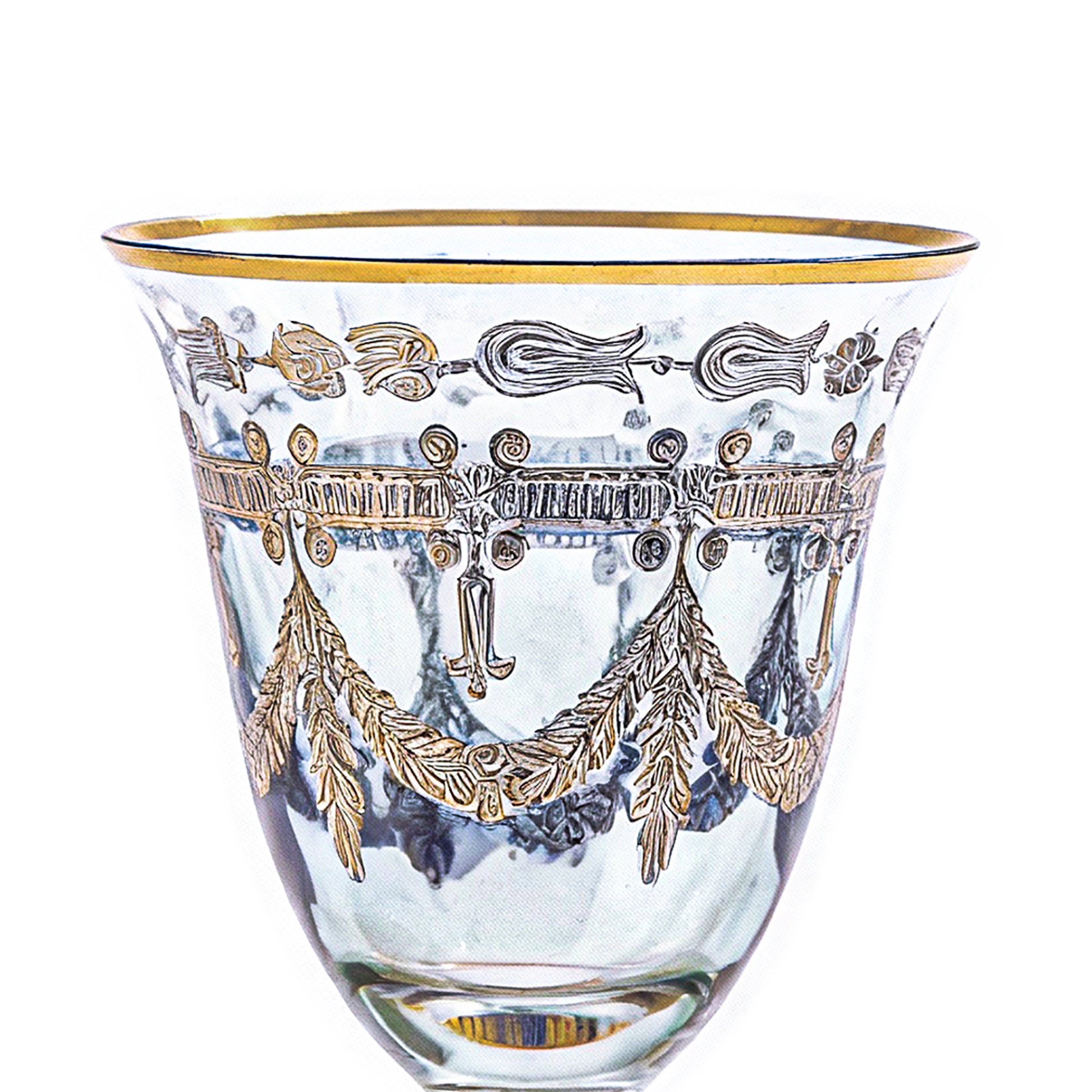 Vetrerie Di Empoli. Blue Crystal Glass Designed with Long Stem. Large Size