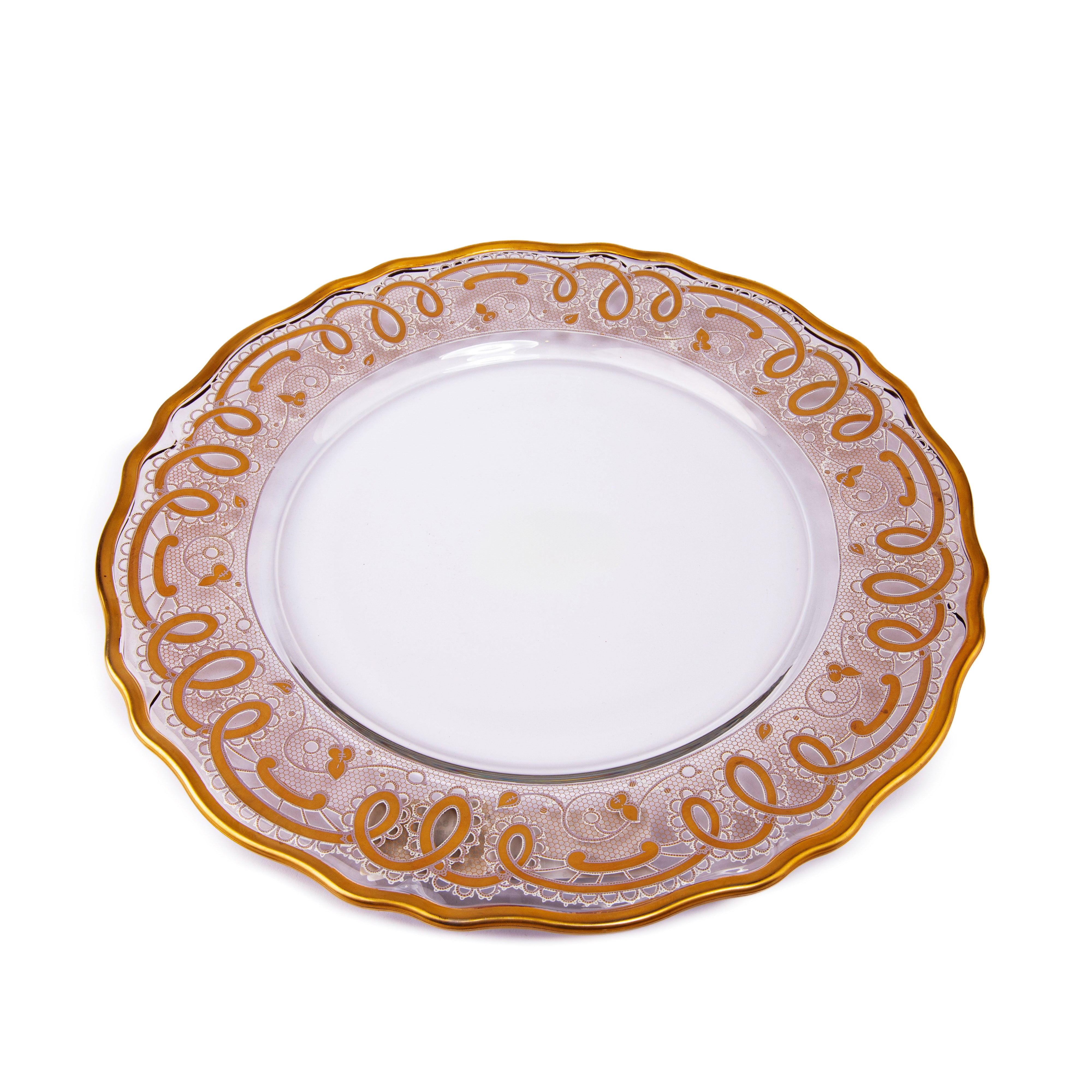 Vetrerie Di Empoli. Gold Crystal Decorative Plate. Large Size