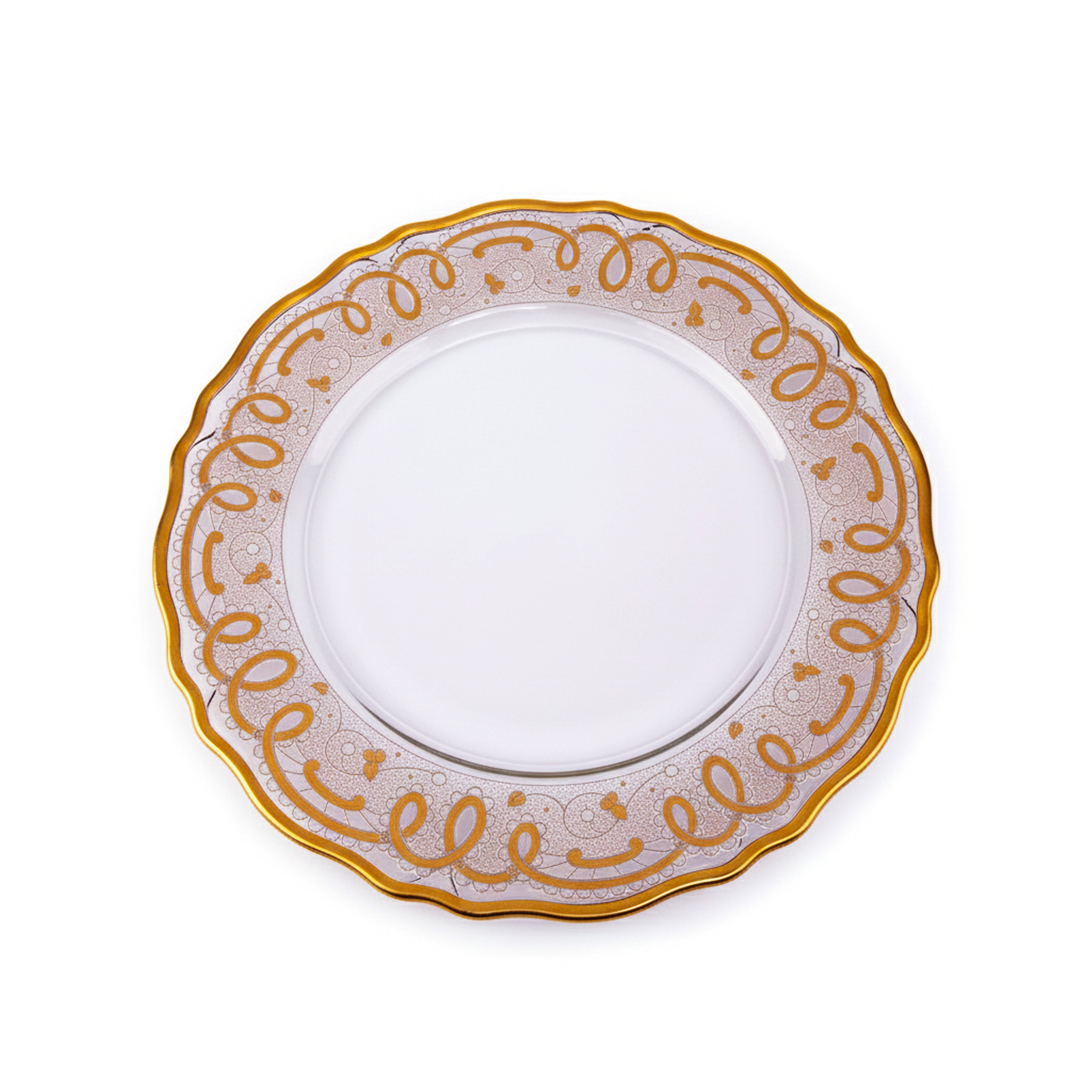 Vetrerie Di Empoli. Gold Crystal Decorative Plate. Large Size