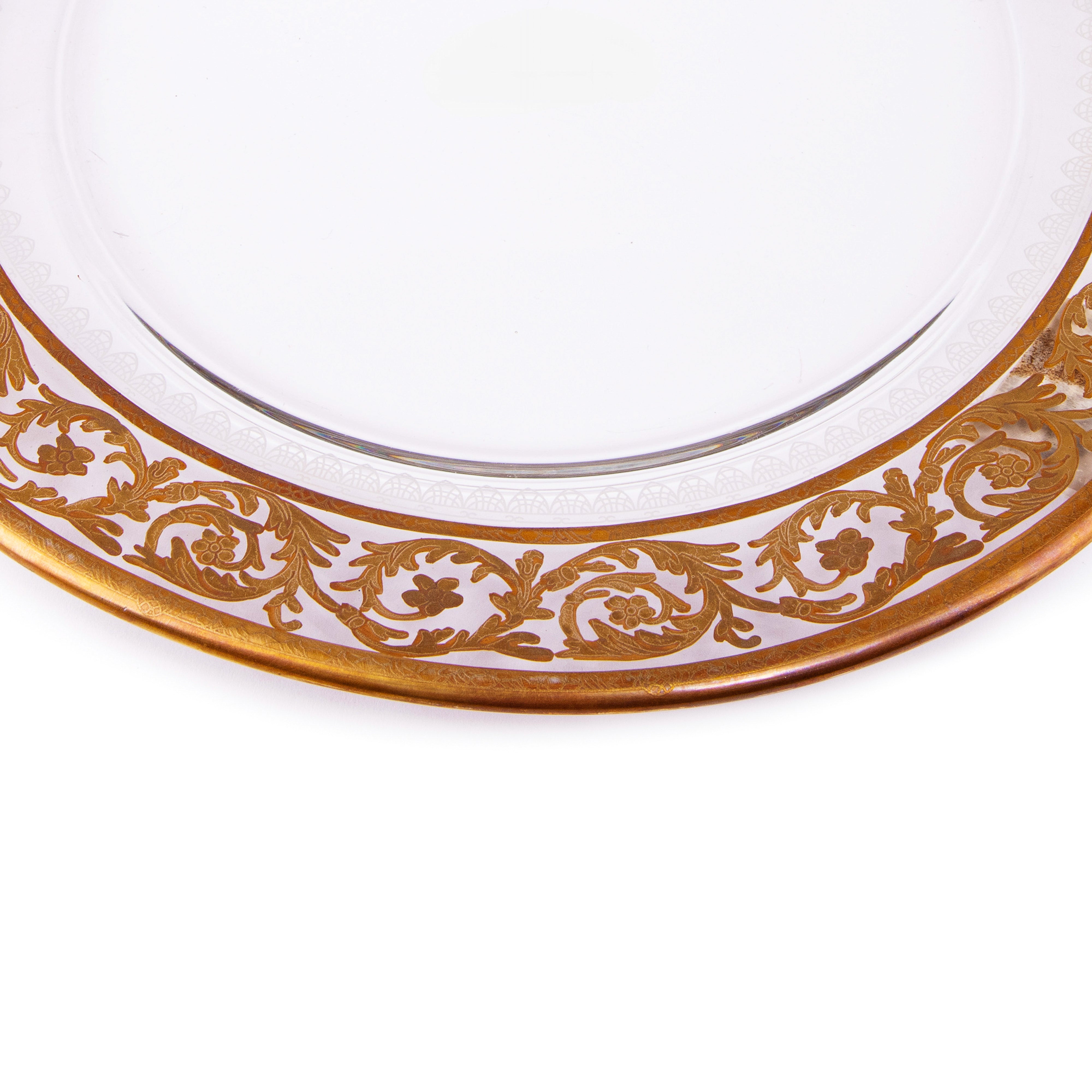 Vetrerie Di Empoli. Gold Crystal Decorative Plate. Large Size