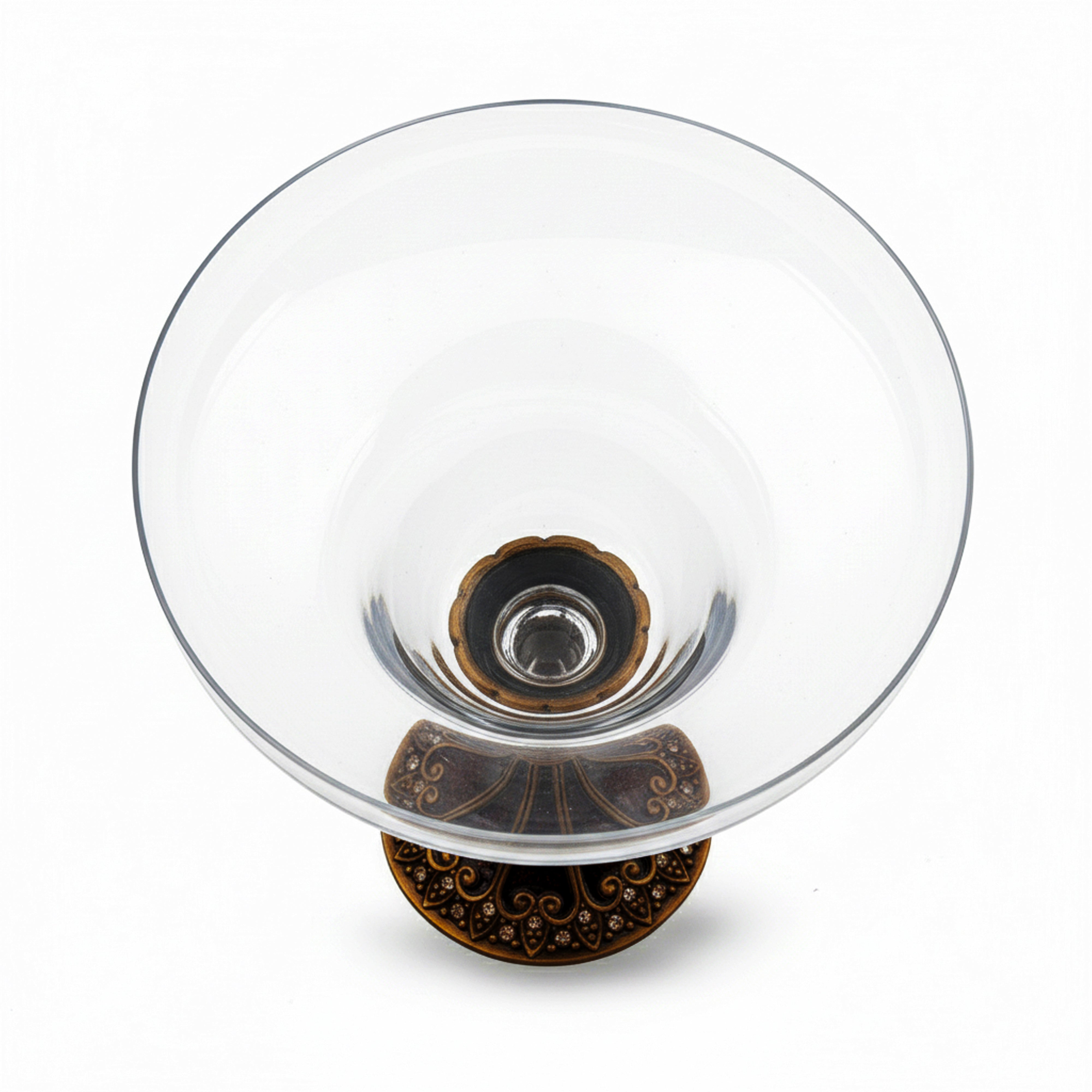 Edgar Berebi. Crystal Dessert Bowl With Bronze Base Studded With Swarovski. Small Size