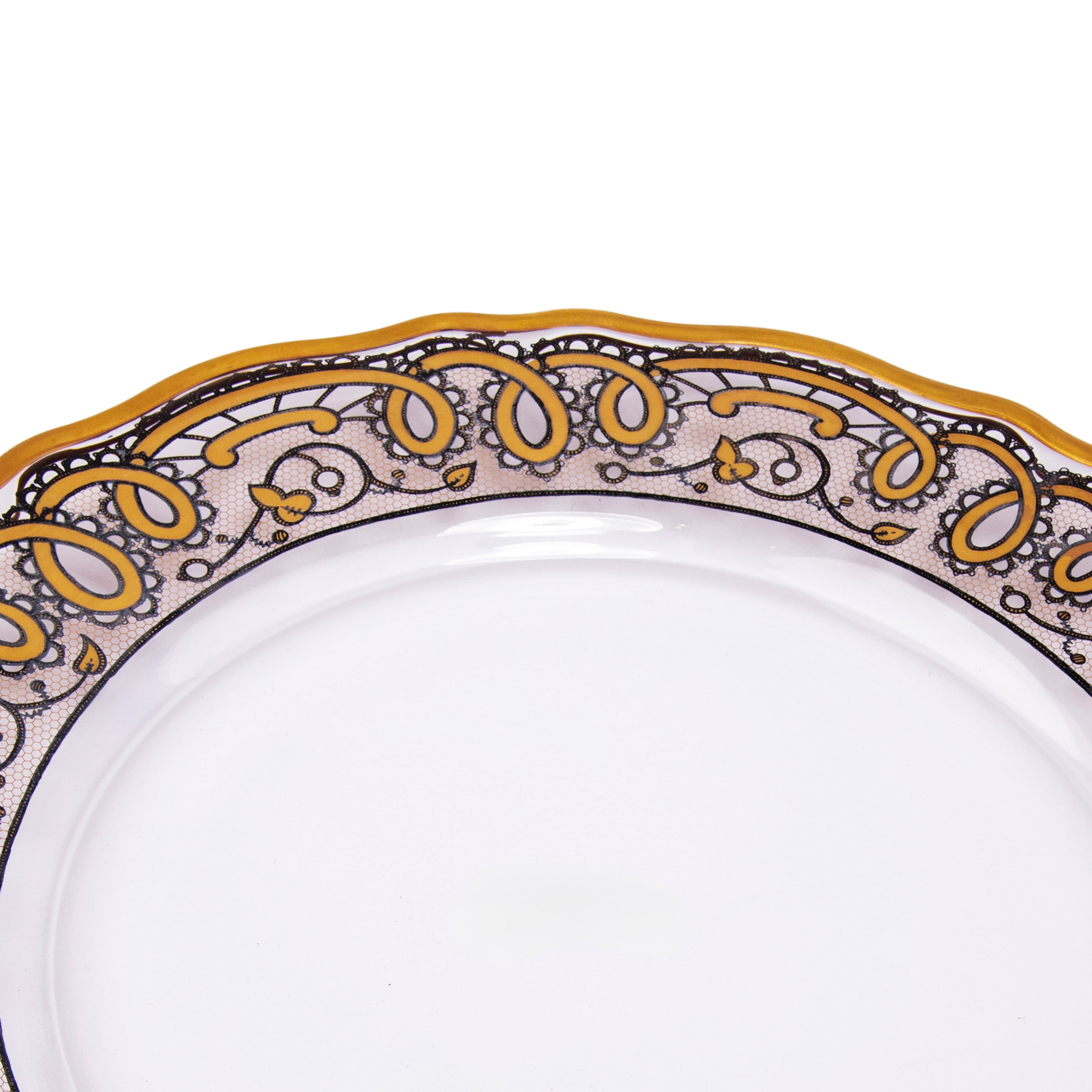 Vetrerie Di Empoli. Gold Crystal Decorative Plate. Large Size