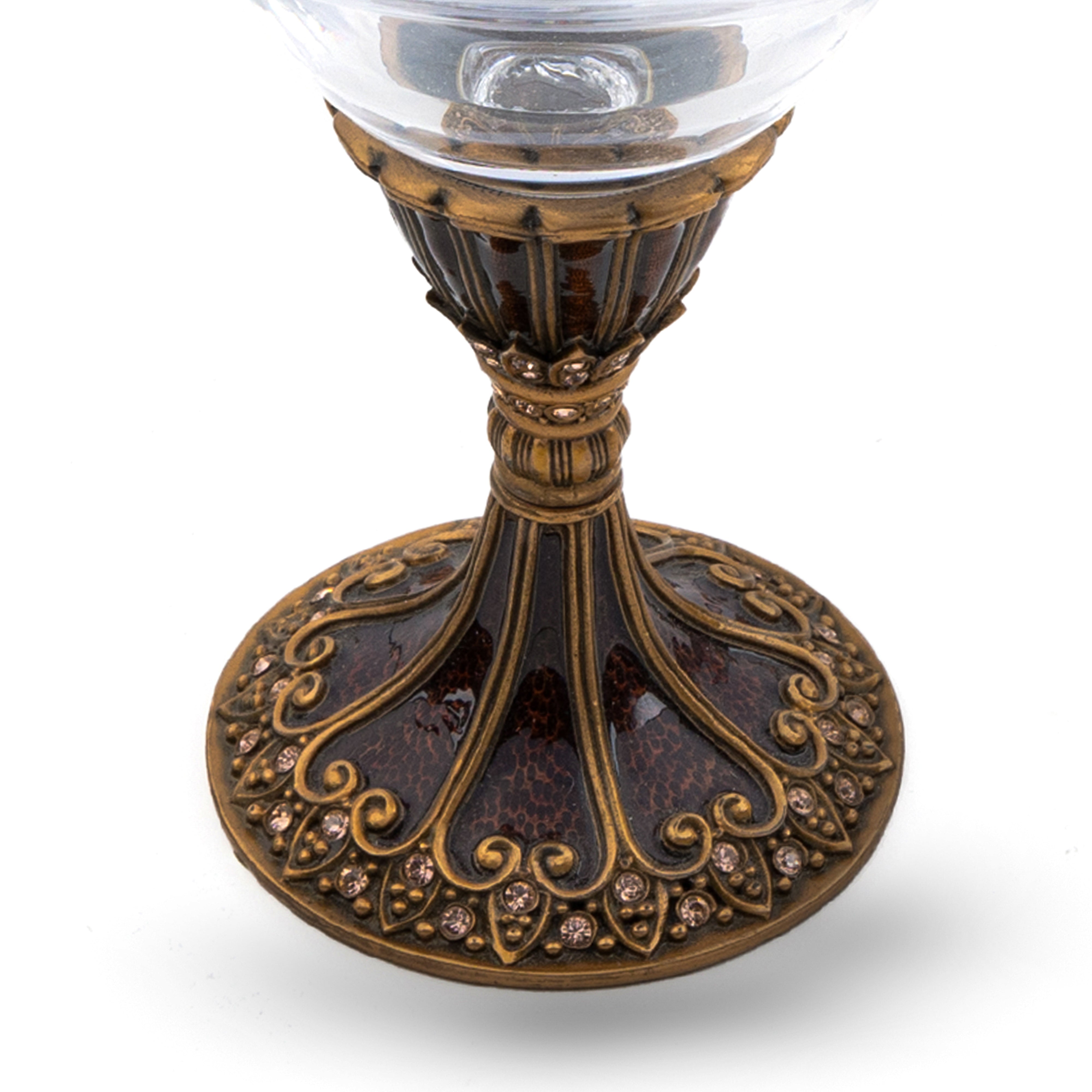 Edgar Berebi. Crystal Dessert Bowl With Bronze Base Studded With Swarovski. Small Size