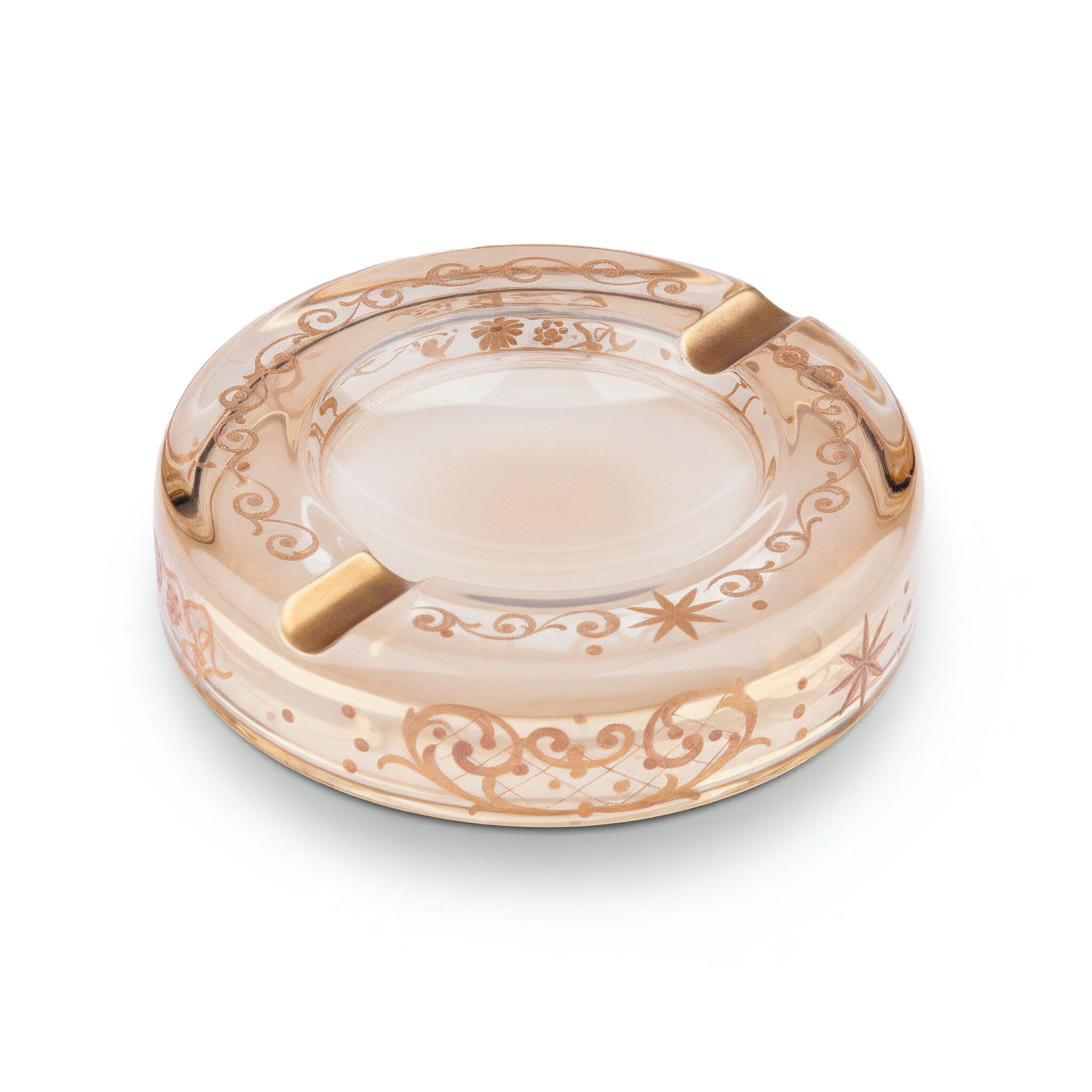 Griffe Montenapoleone. Amber Crystal Cigar Ashtray. Medium Size