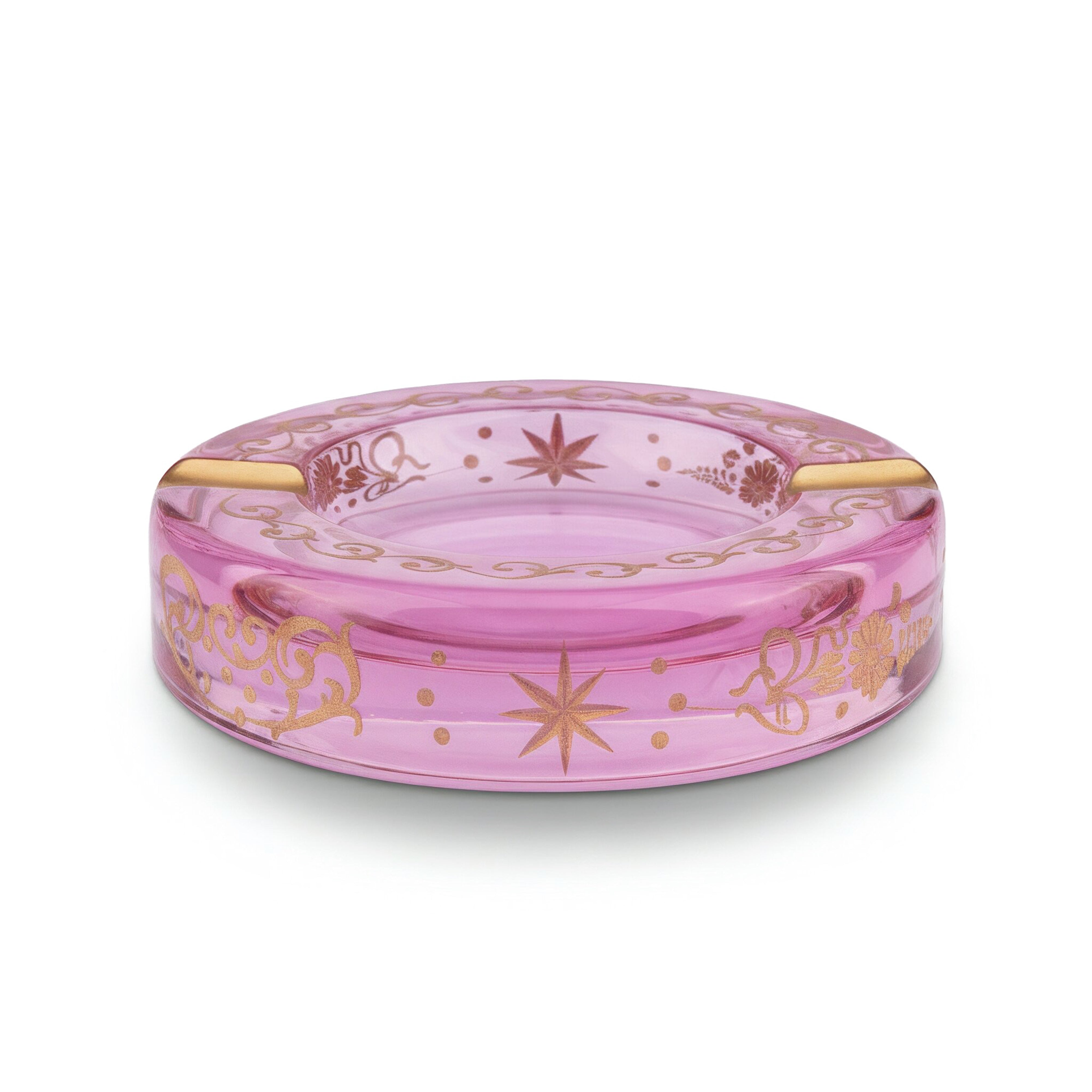 Griffe Montenapoleone. Pink Crystal Cigar Ashtray. Medium Size