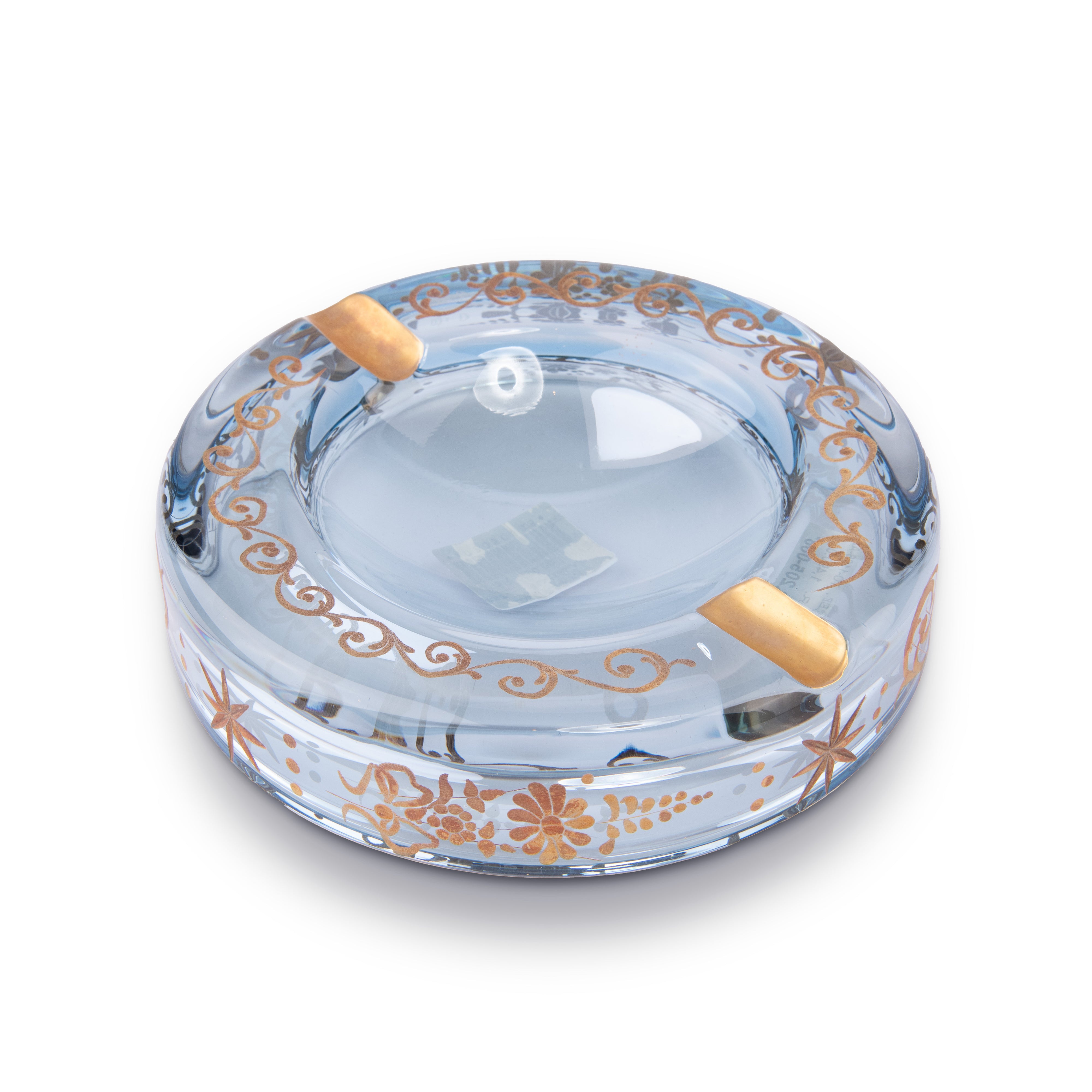 Griffe Montenapoleone. Blue Crystal Cigar Ashtray. Medium Size