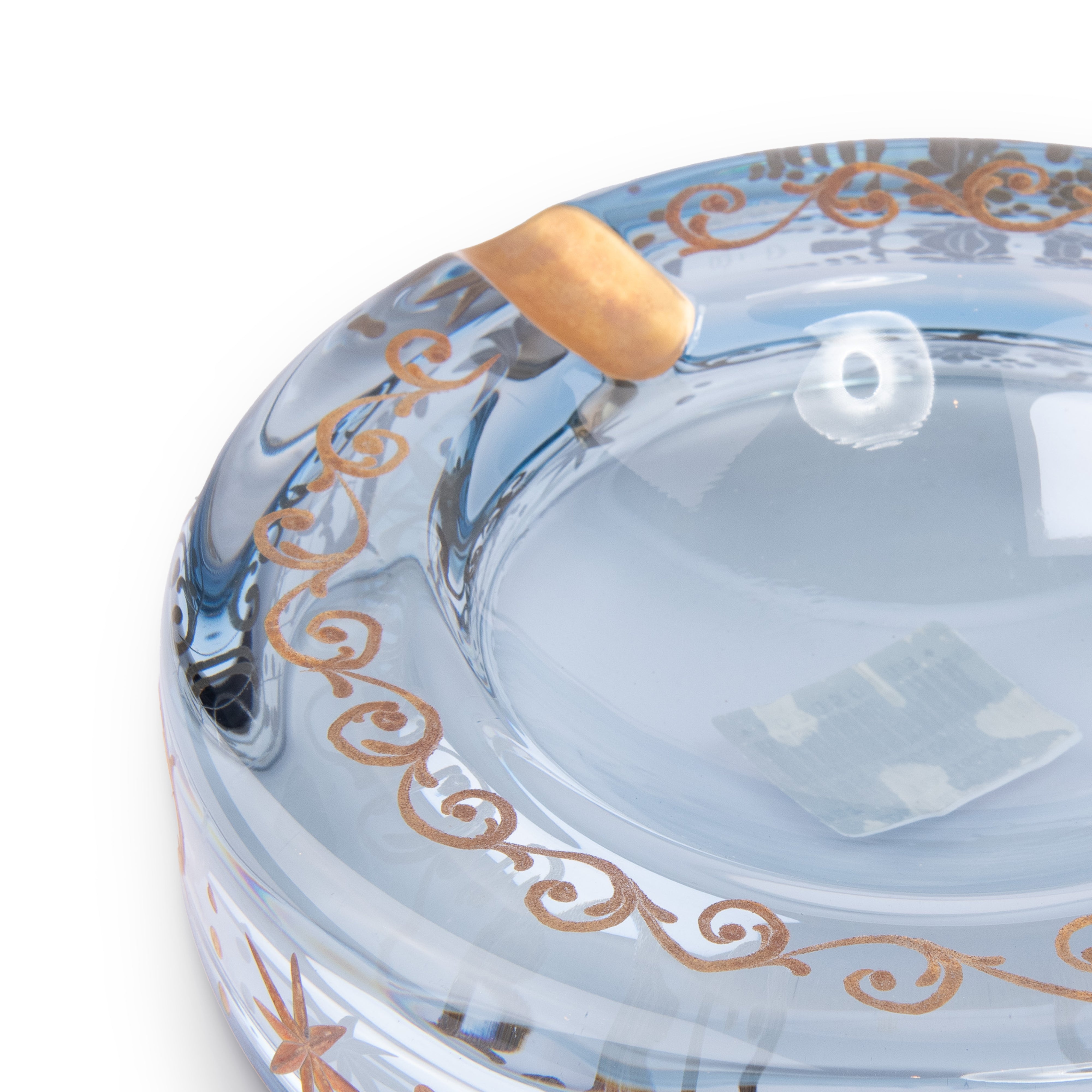 Griffe Montenapoleone. Blue Crystal Cigar Ashtray. Medium Size