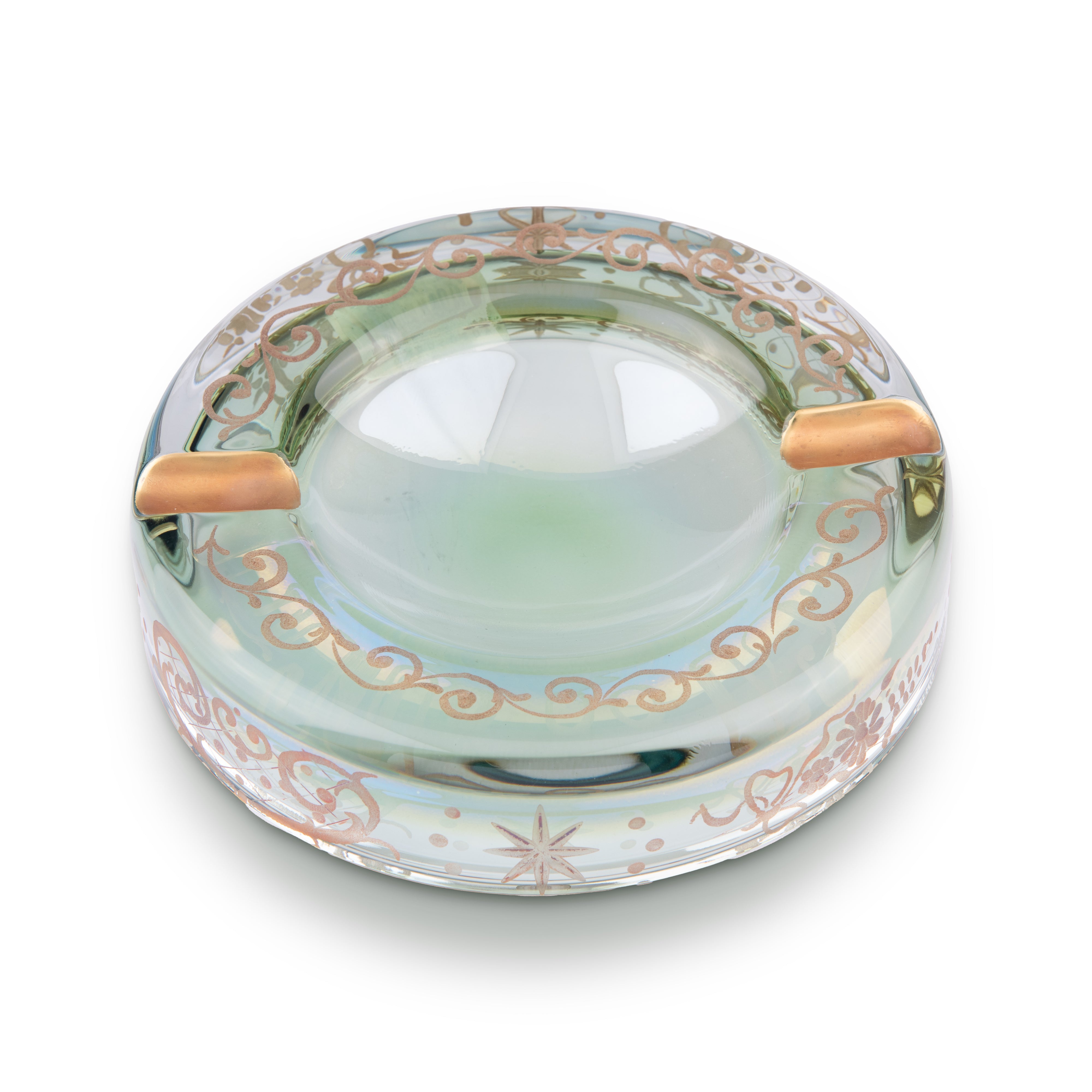 Griffe Montenapoleone. Green Crystal Cigar Ashtray. Medium Size