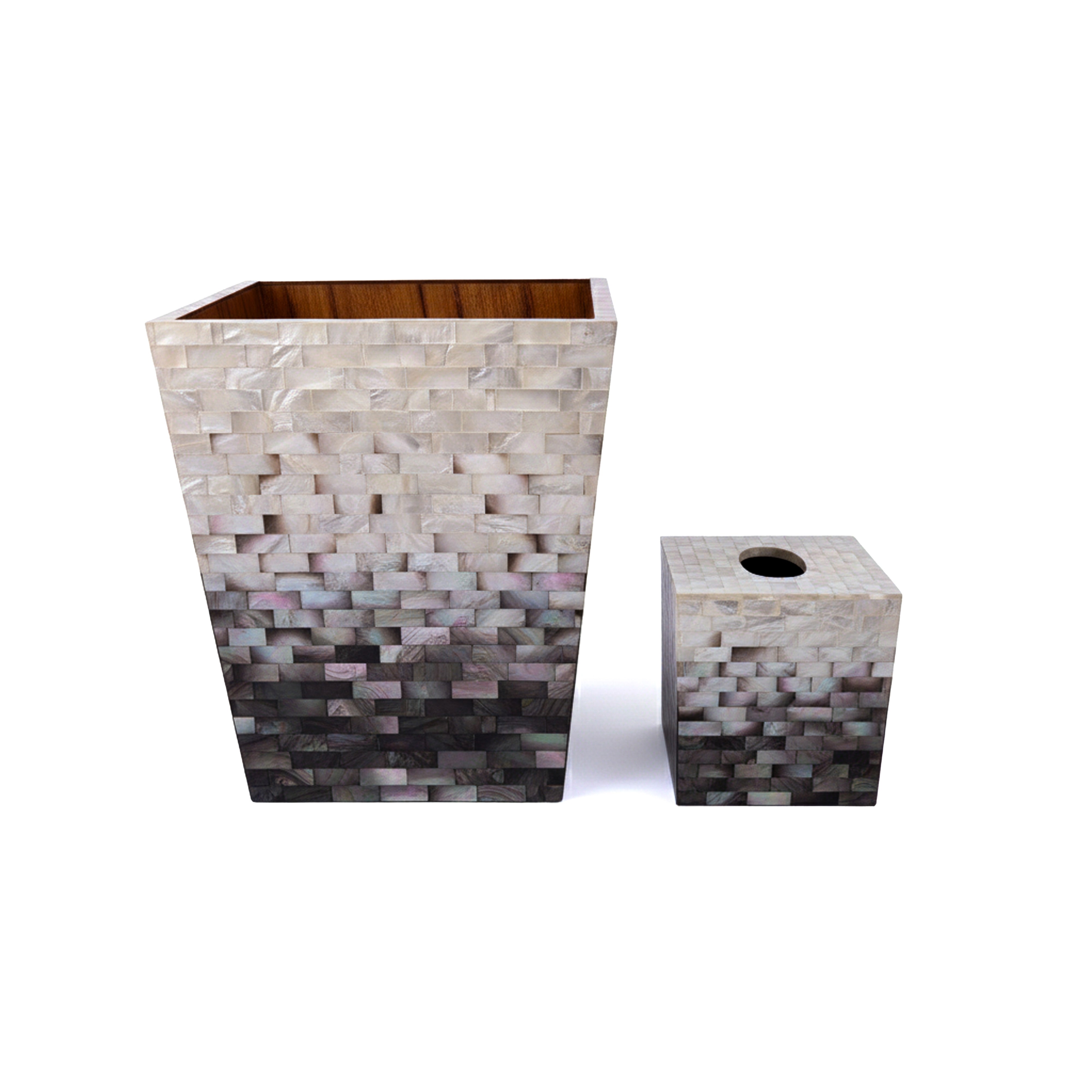 Oggetti. A Set Seashell Tissue Box & Wastebasket