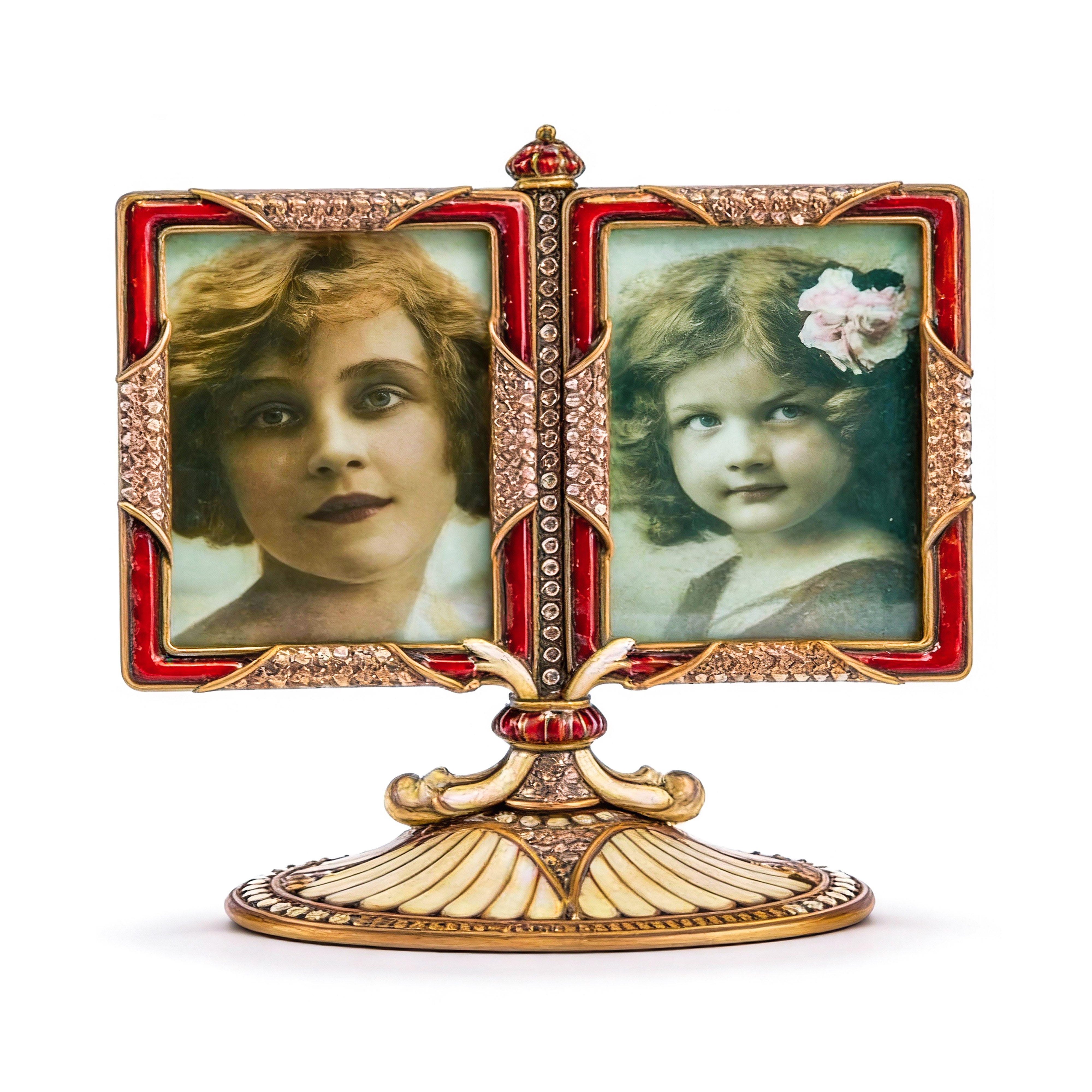 Edgar Berebi. Dual Standing Picture Frame. Gilded & Studded with Swarovski