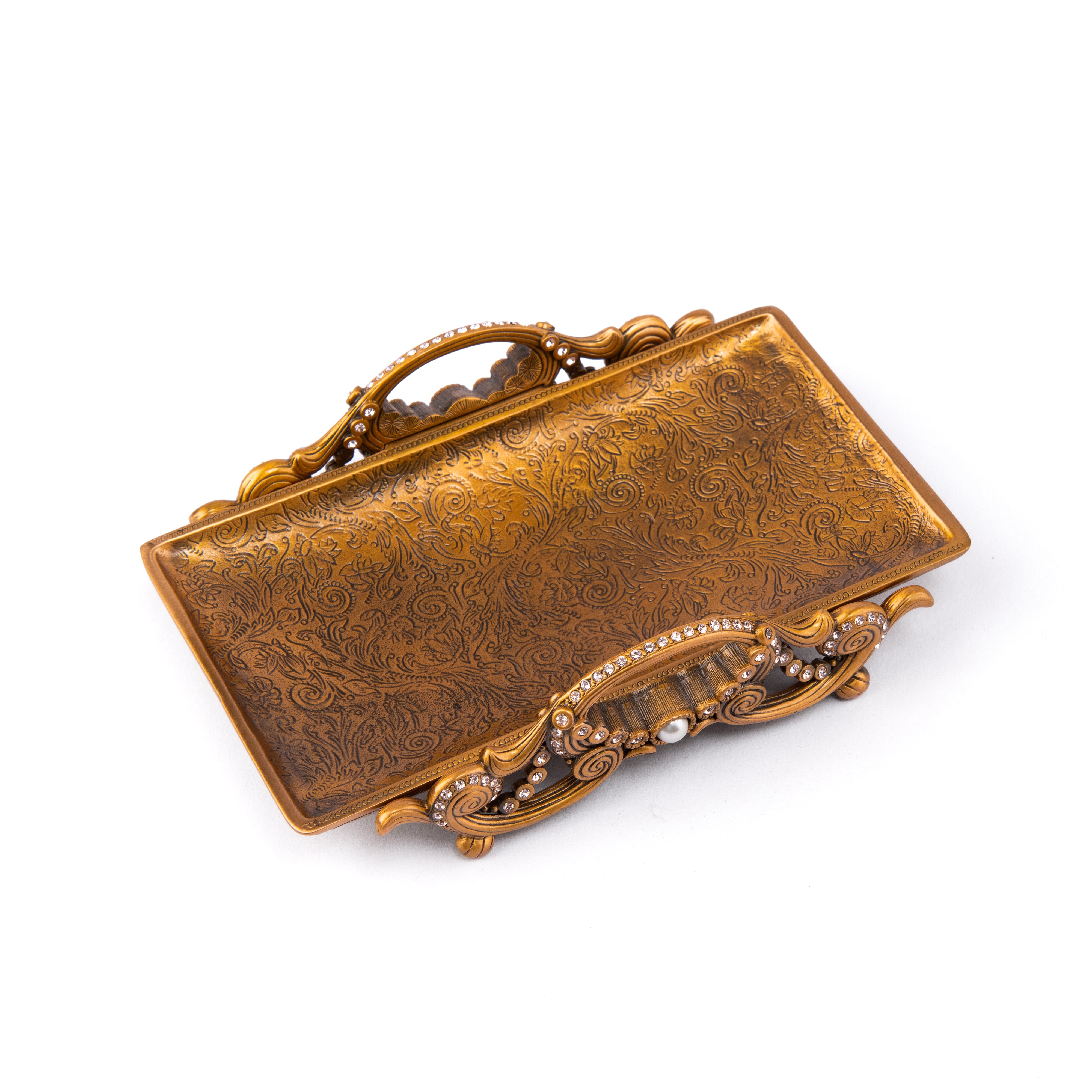 Edgar Berebi. Bronze Decorative Tray Studded with Swarovski