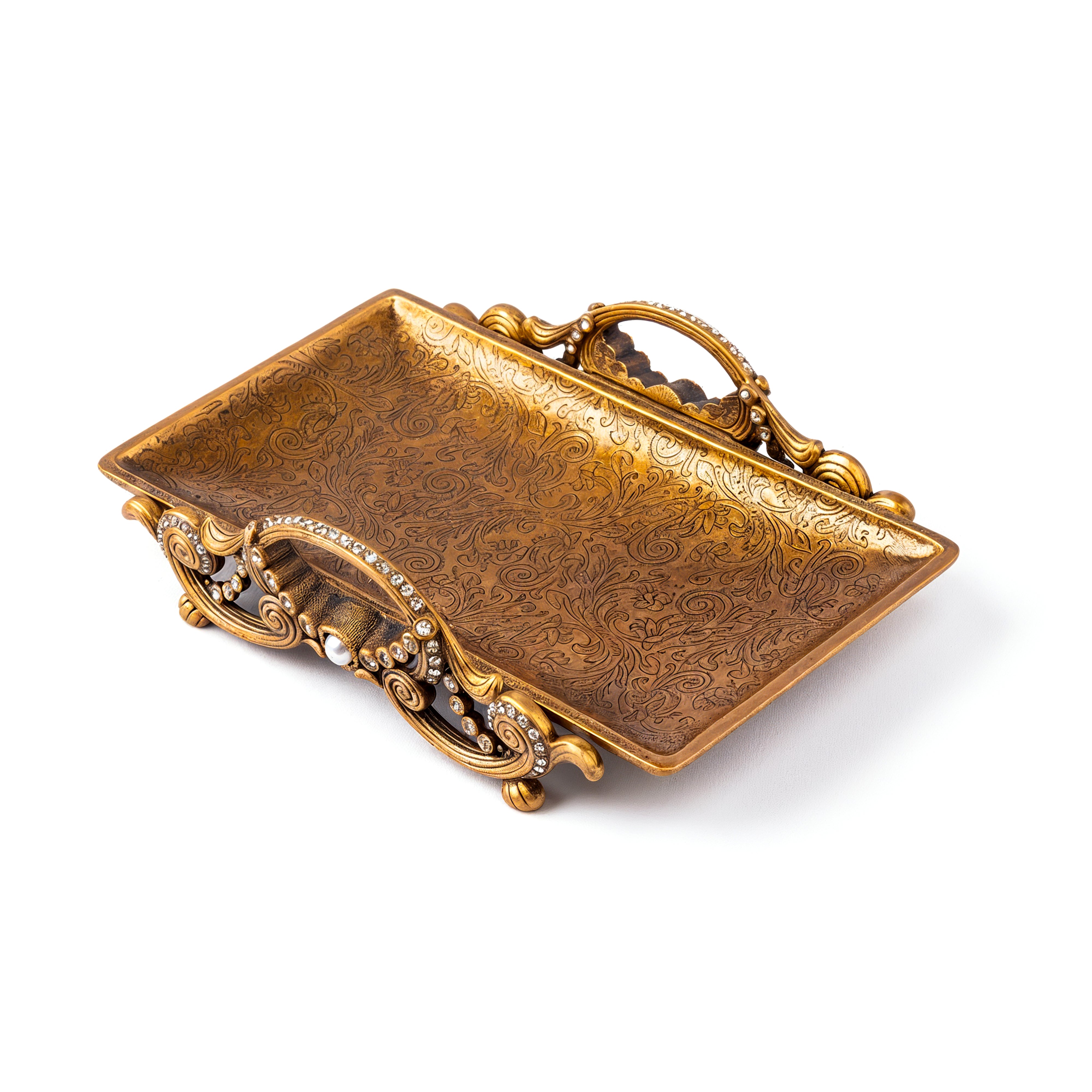 Edgar Berebi. Bronze Decorative Tray Studded with Swarovski