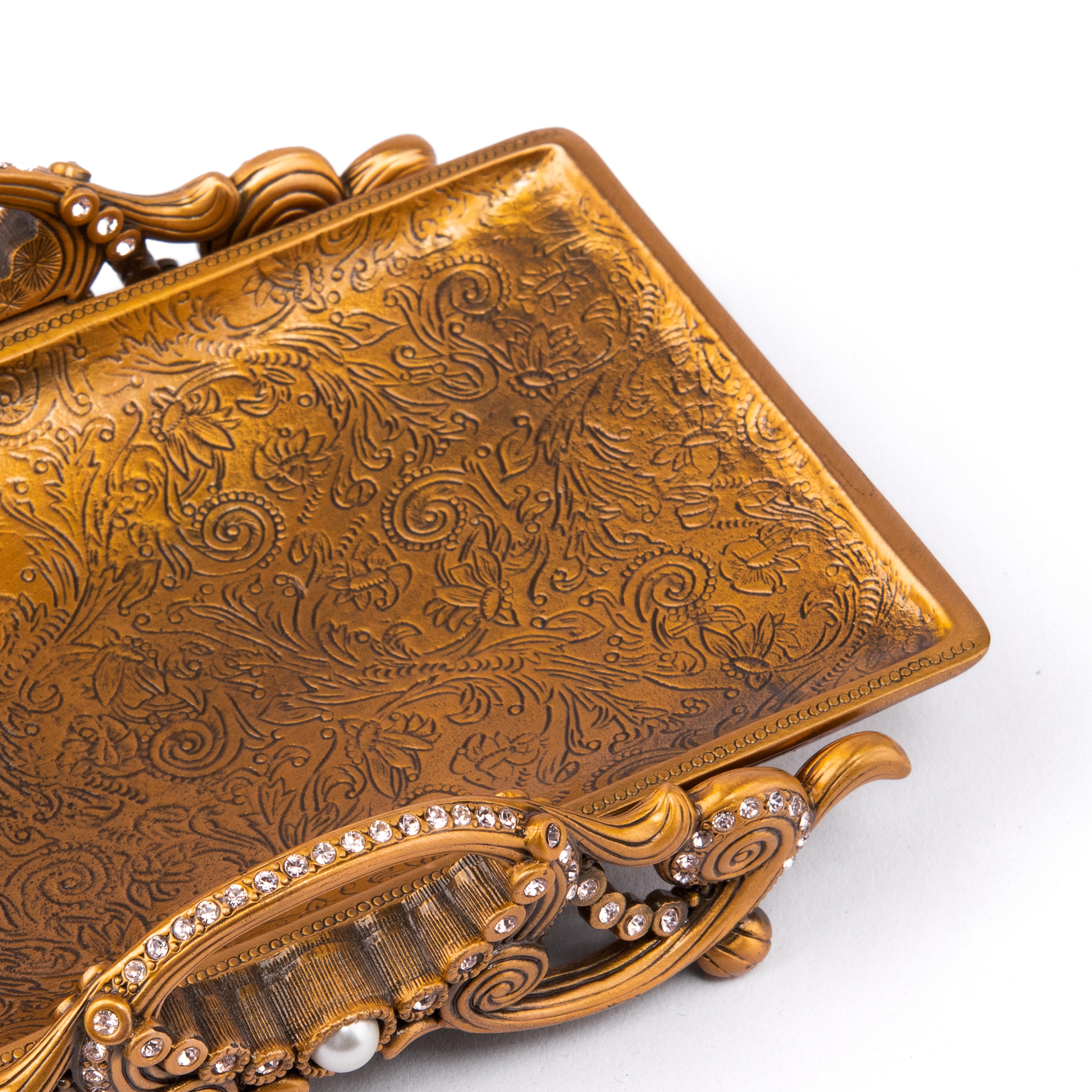 Edgar Berebi. Bronze Decorative Tray Studded with Swarovski