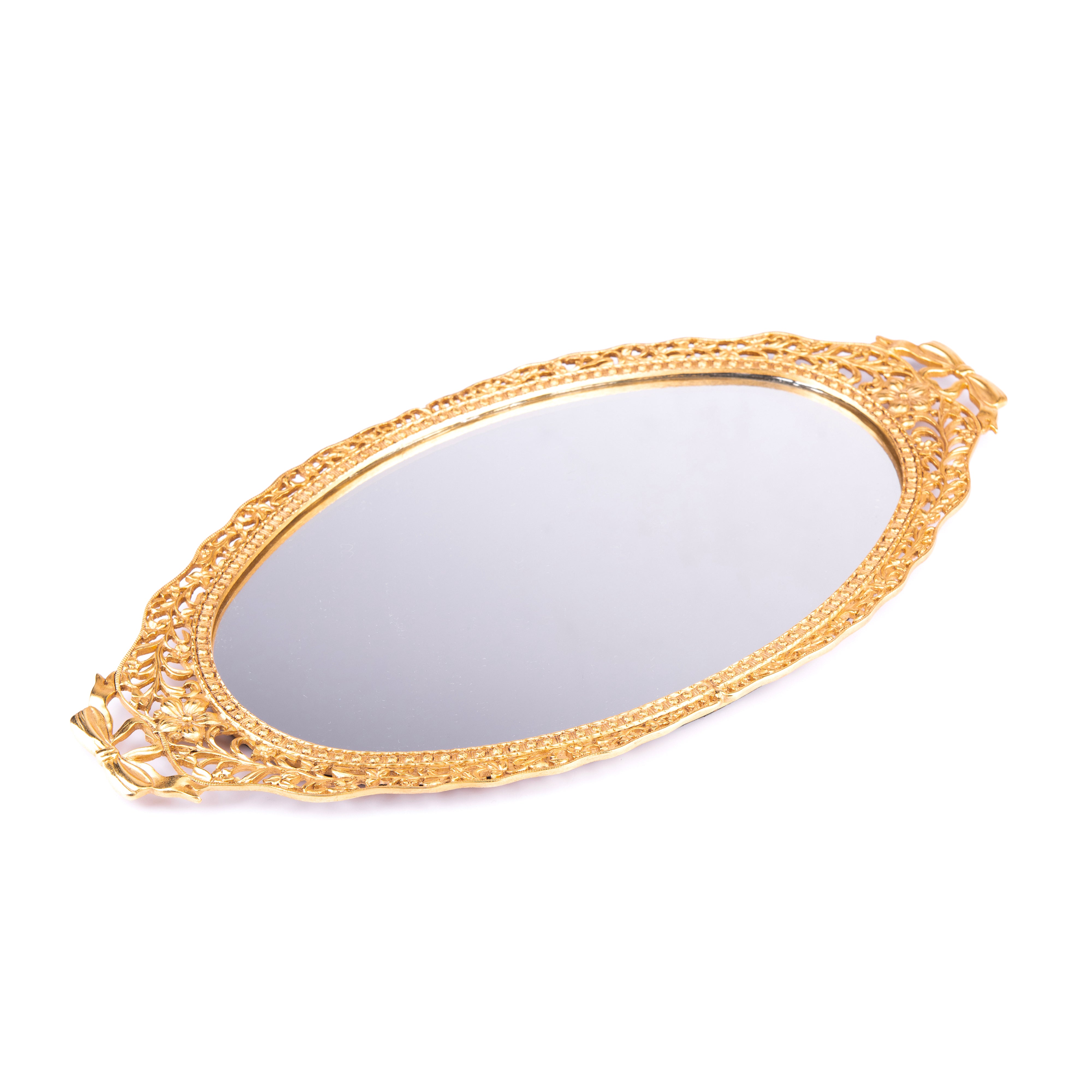 Elias Artmetal. Oval Decorative Tray in Flowers Design. Small Size