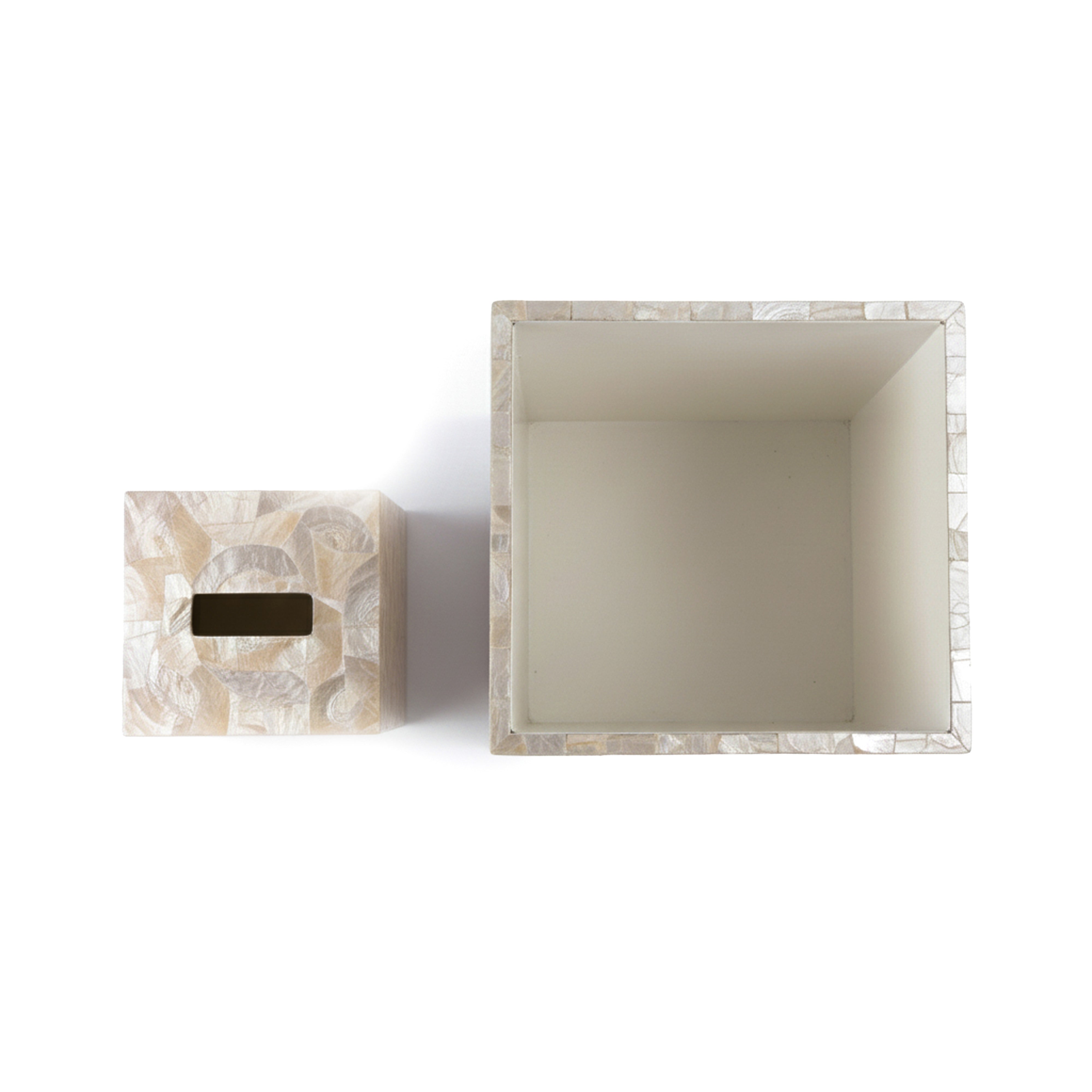 Gail DeLoach. A Set of Seashell Wastebasket & Tissue Box