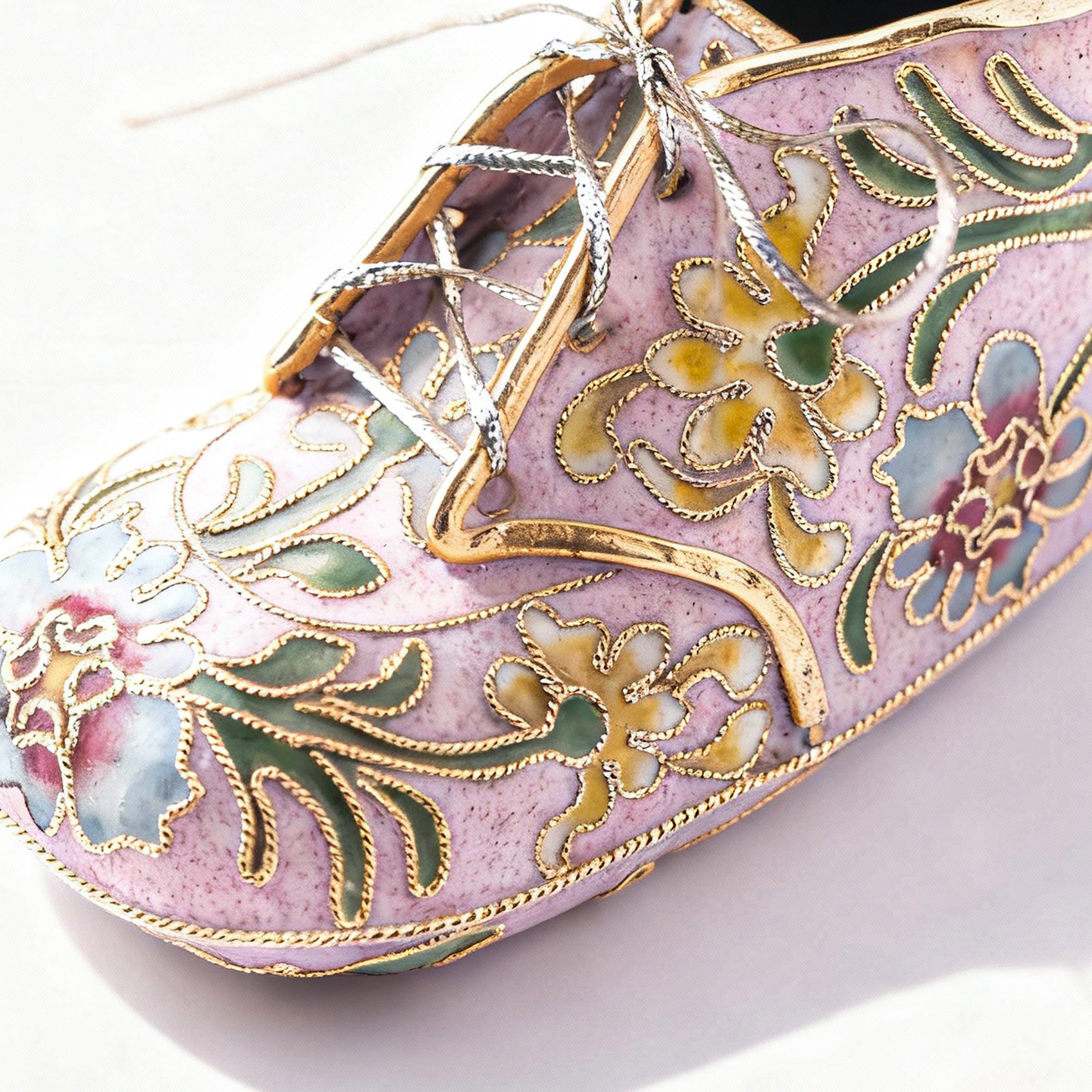 Nyco International. Vintage Cloisonne Figurine Shaped like Baby Shoe. Small Size