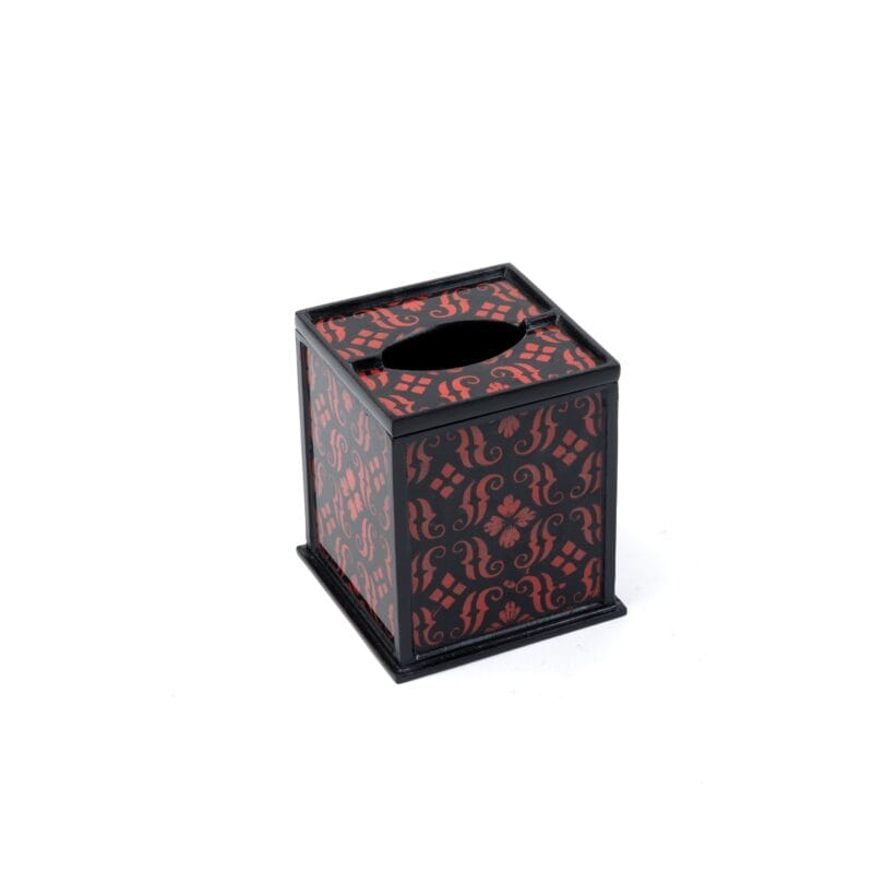 Robert M. Weiss Presents. Vintage Black & Red Tissue Box. Medium Size