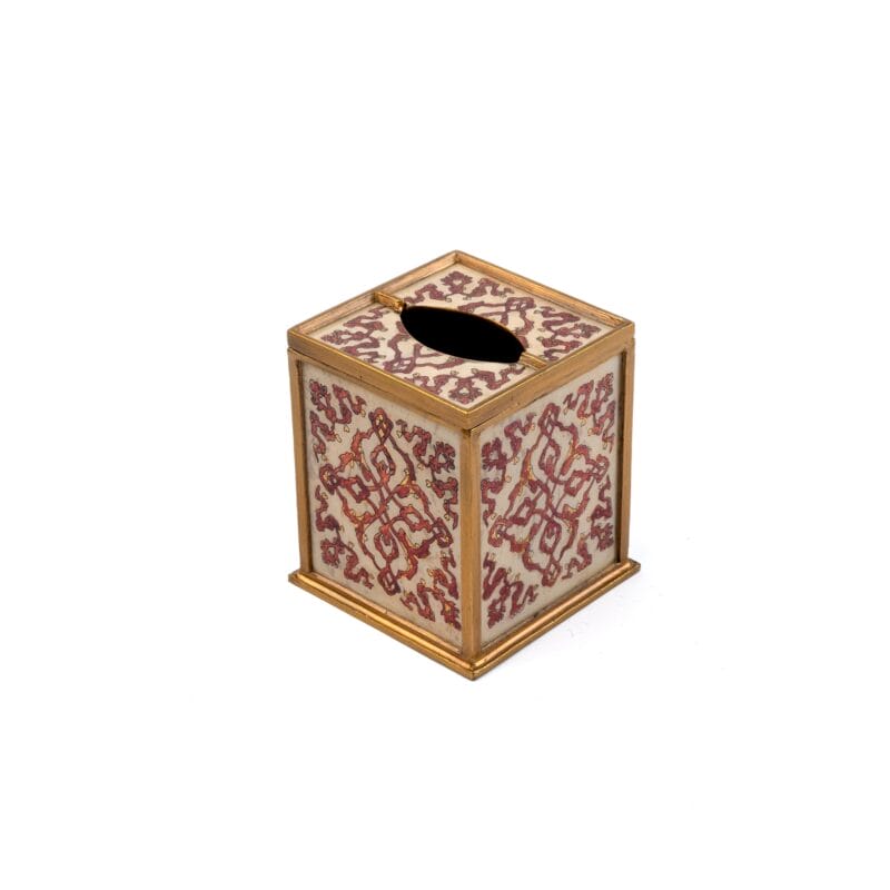 Robert M. Weiss Presents. Vintage Red & Gold Tissue Box. Medium Size