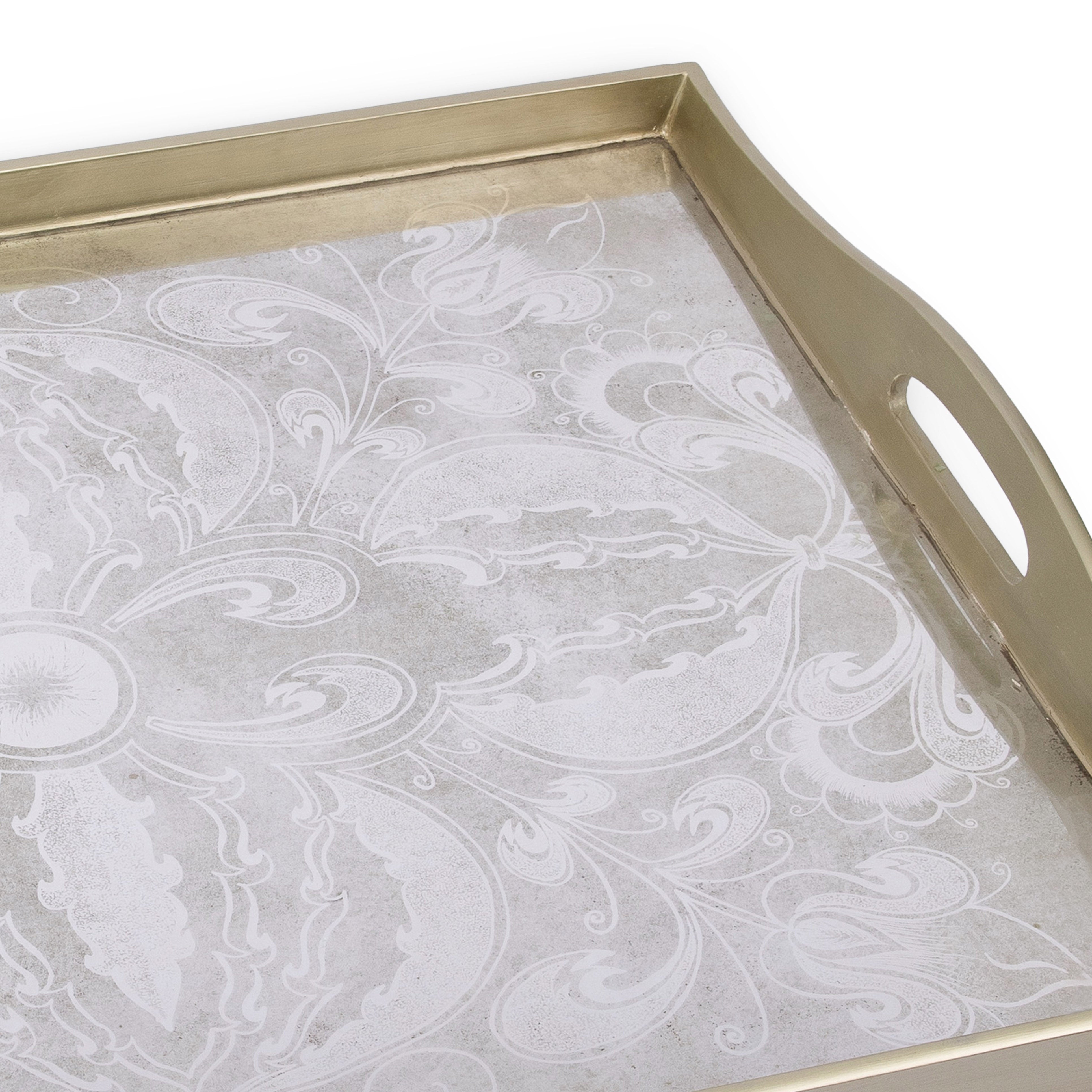 Robert M. Weiss Presents. Silver Serving Tray in Mandala Pattern