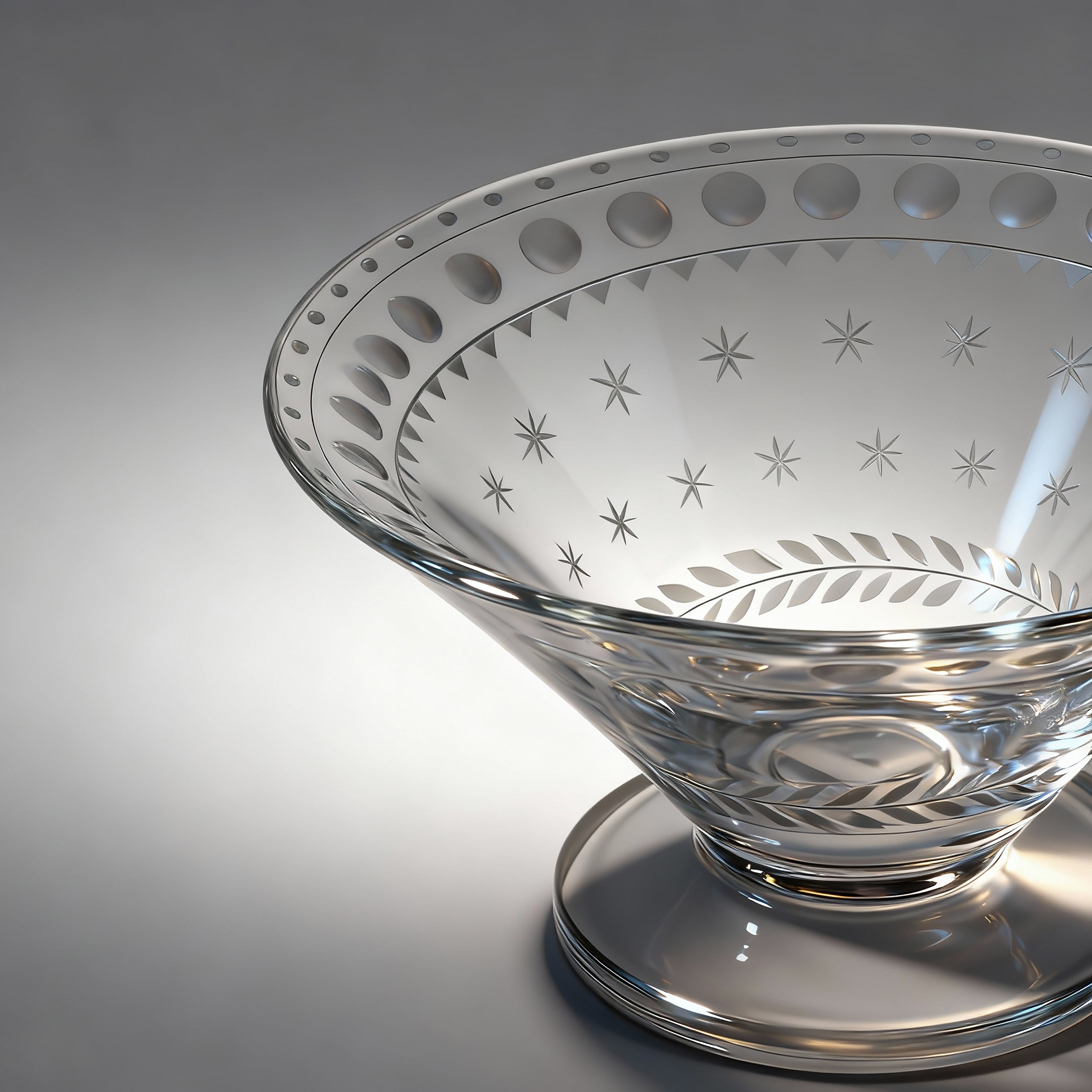 Artel. Crystal Dessert Bowl in Stars Pattern