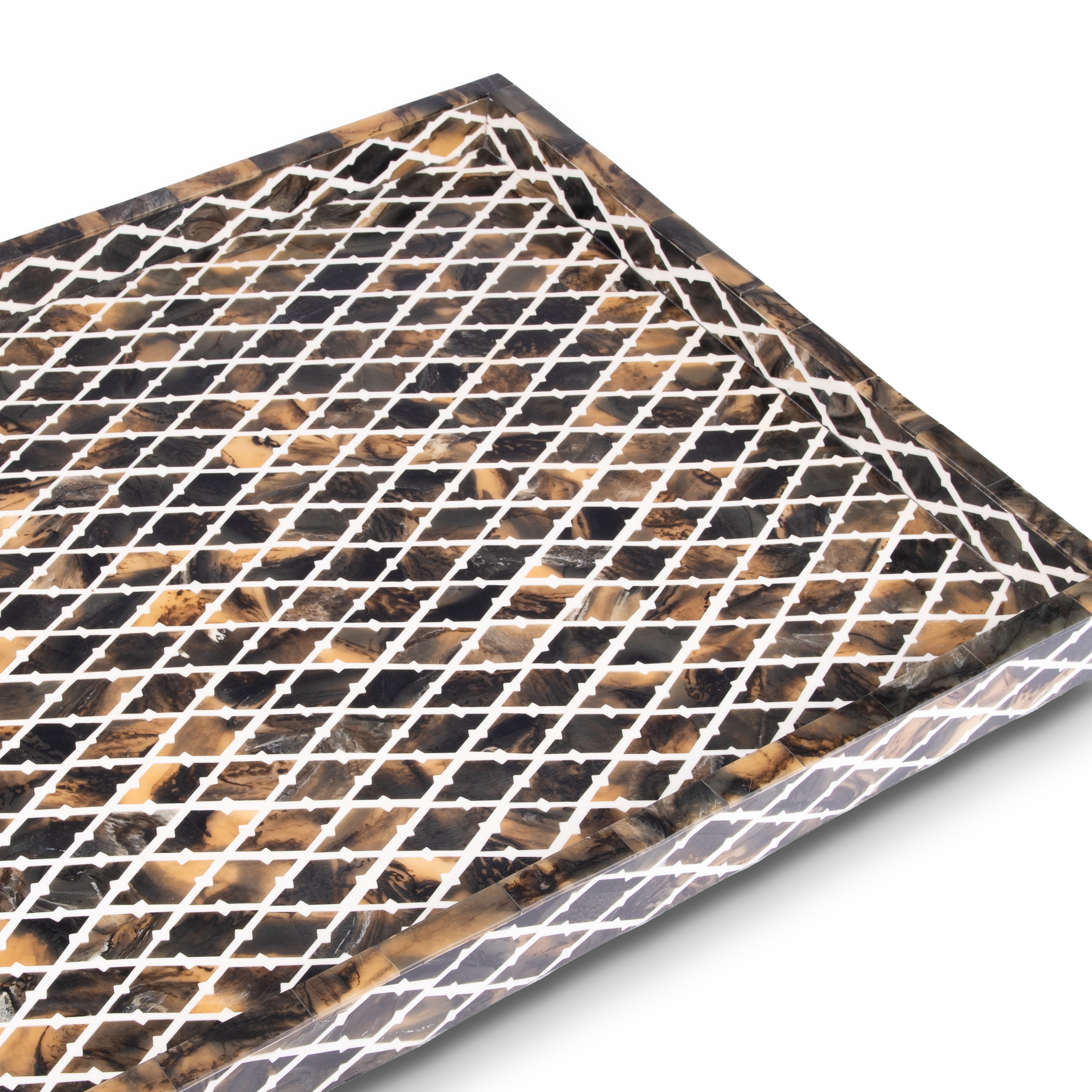 Bojay. Brown Decorative Tray in Bone & Wood. Large Size