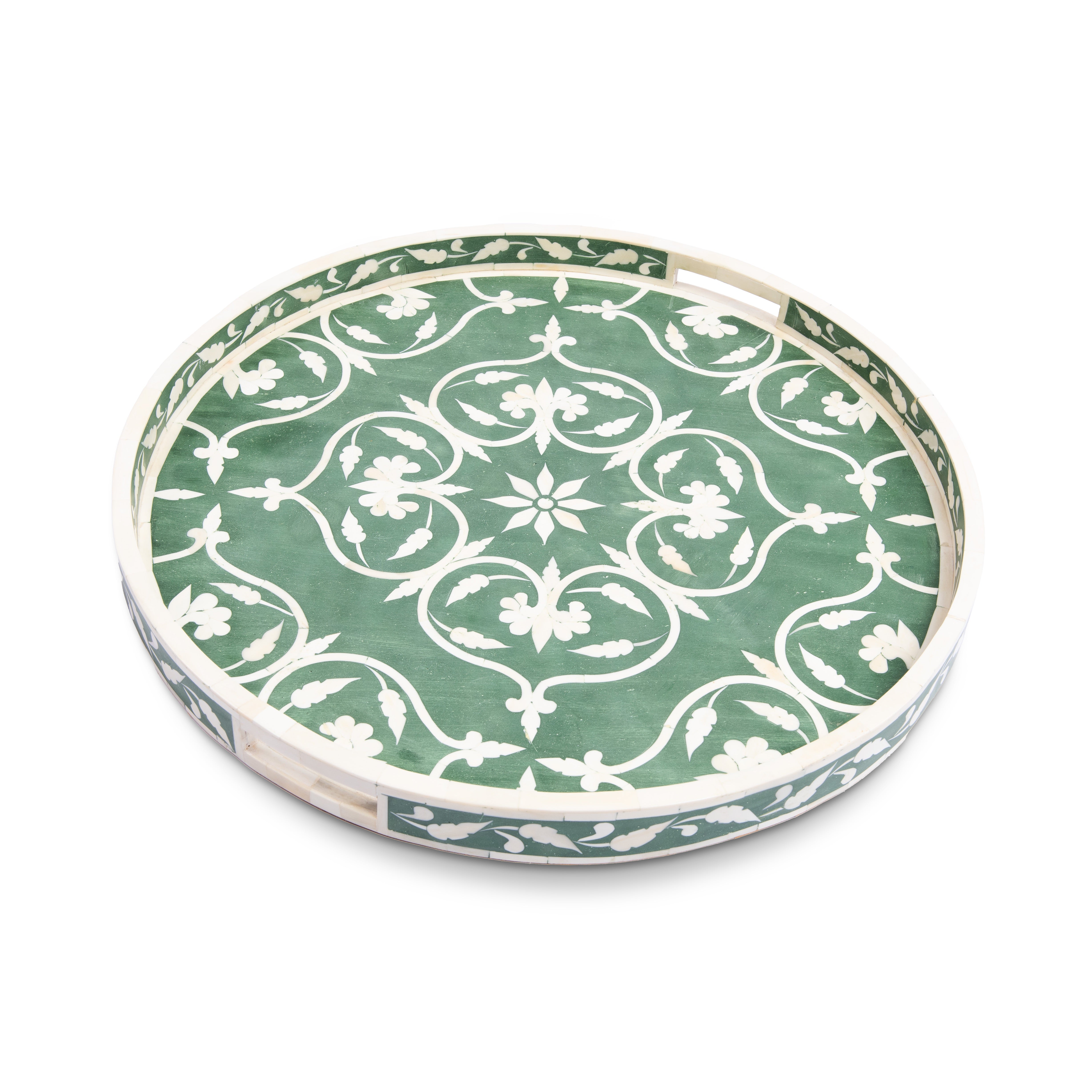 Bojay. Round Decorative Tray in Bone & Wood. Large Size