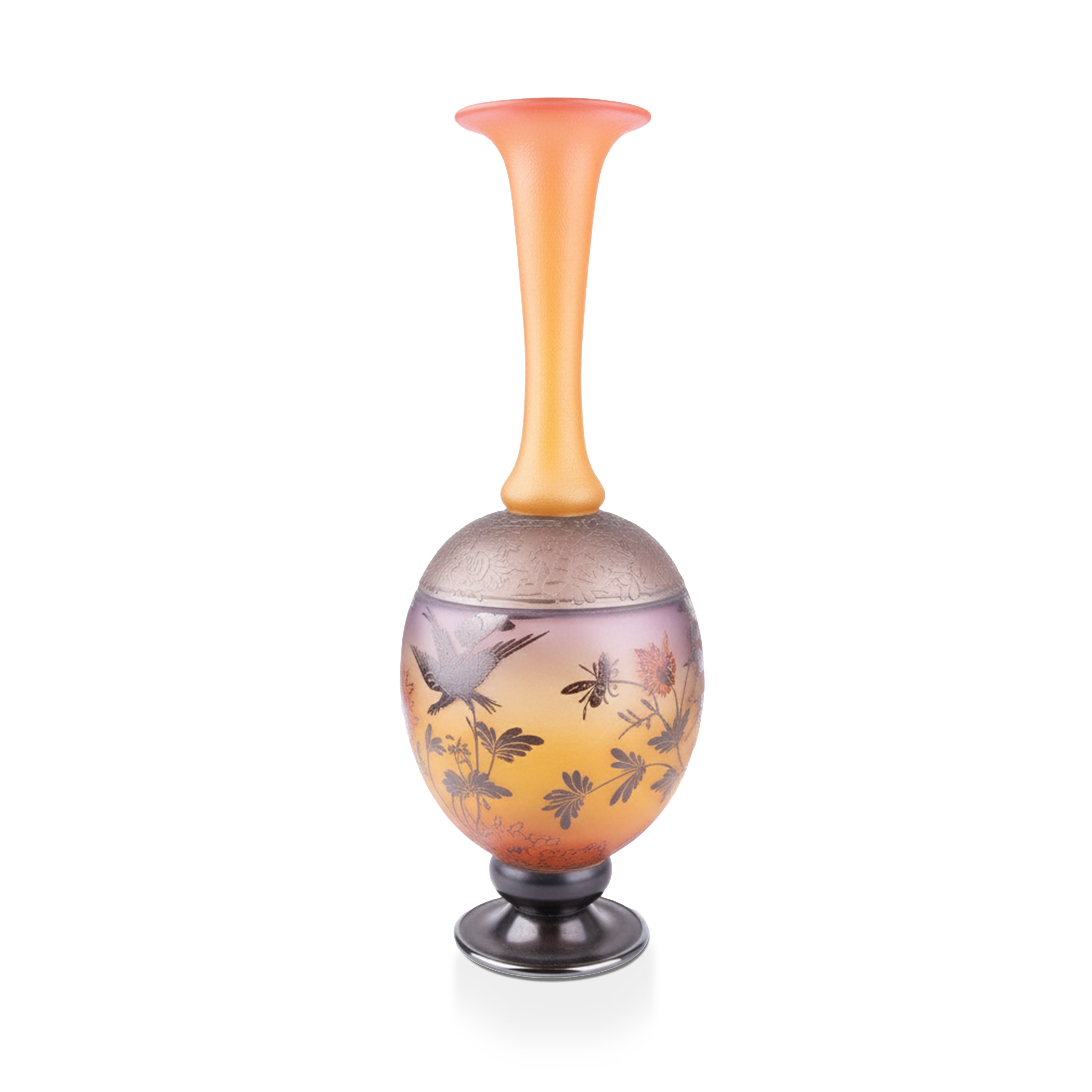 Genetti Studio Glass. Amber Glass Vase. Large Size