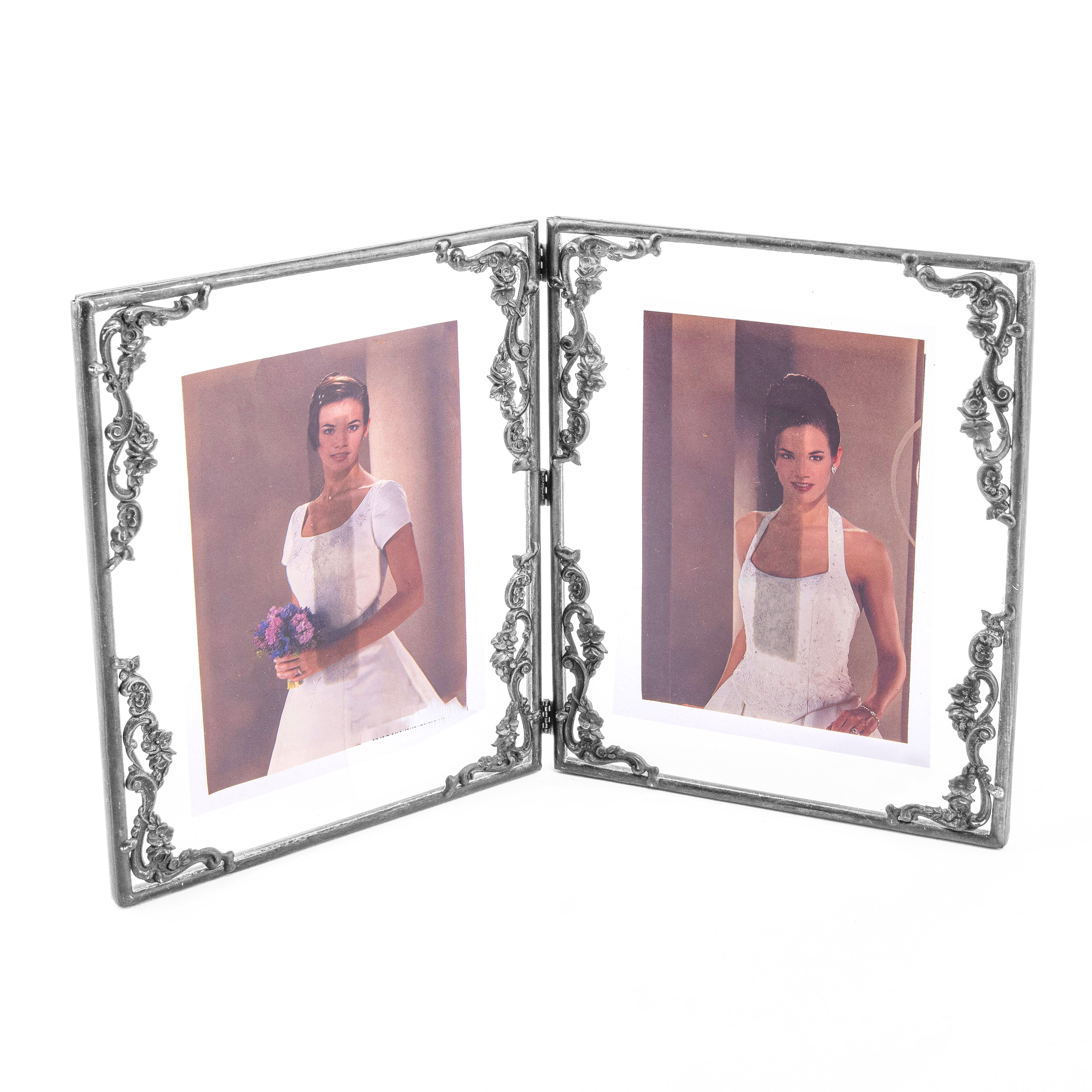 The Glasserie. Silver Dual Picture Frame. Medium Size