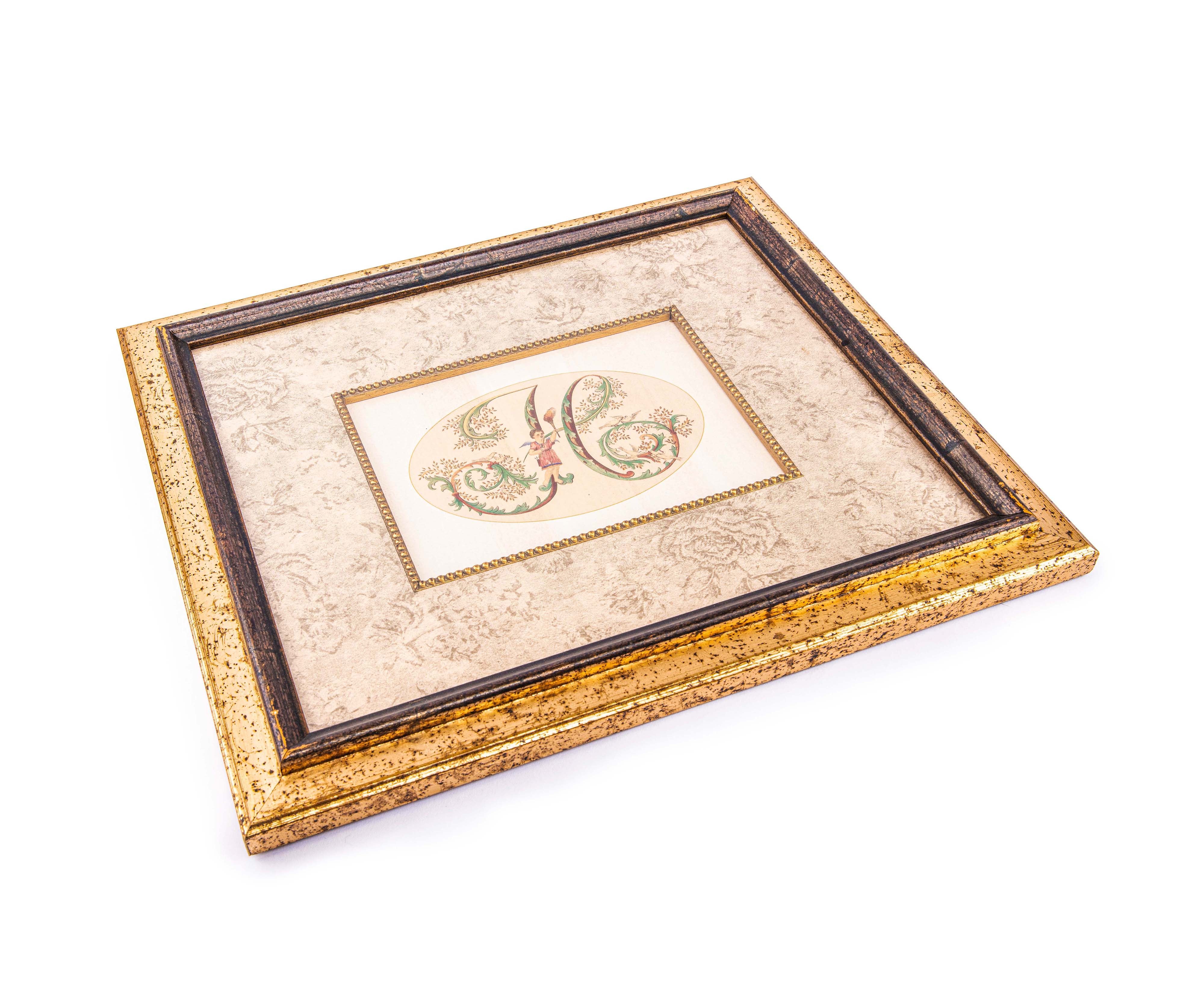 Anel. Gold Vintage Tableau with "Letter H". Large Size
