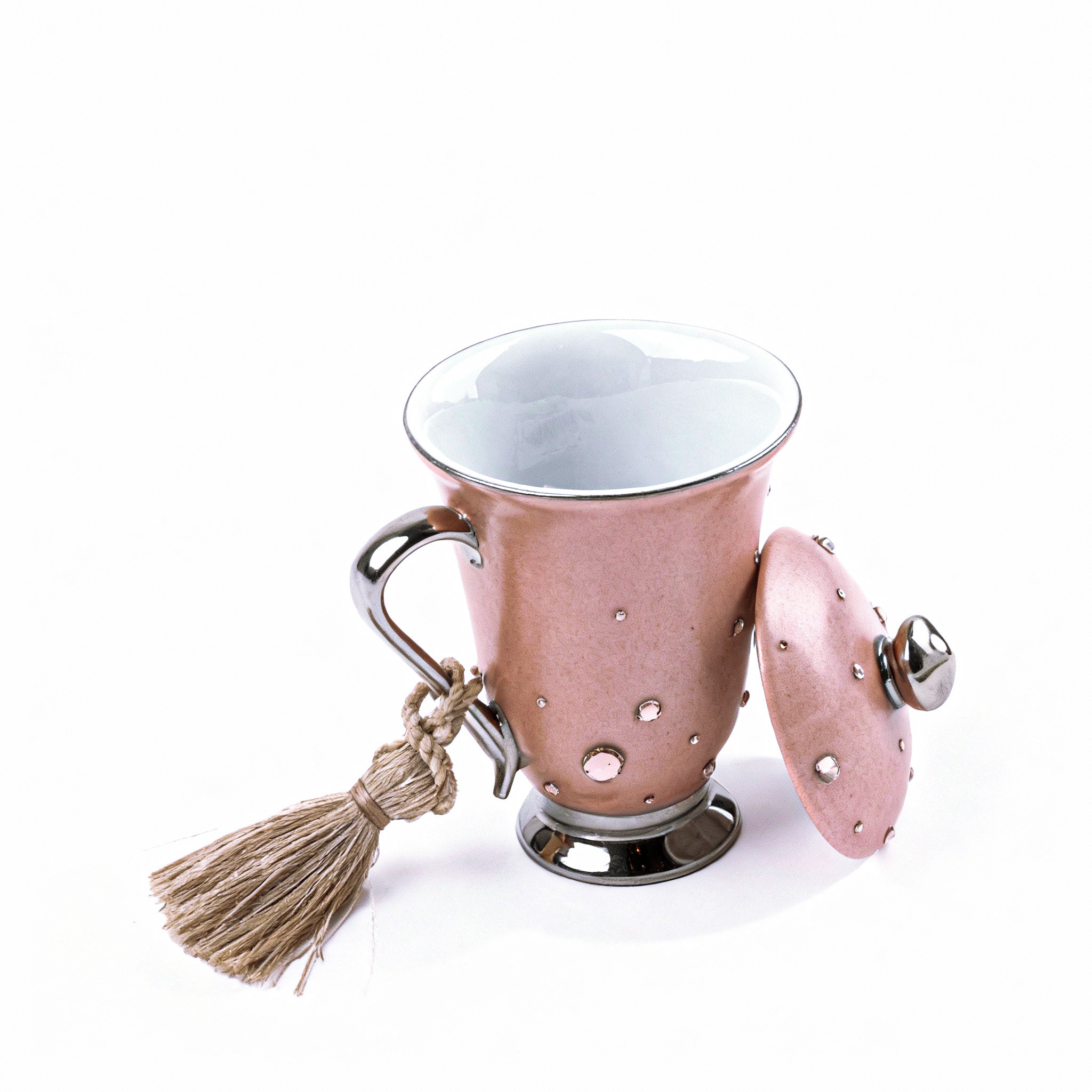 Design Sophie Villepigue. Porcelain Tea Cup Studded with Swarovski