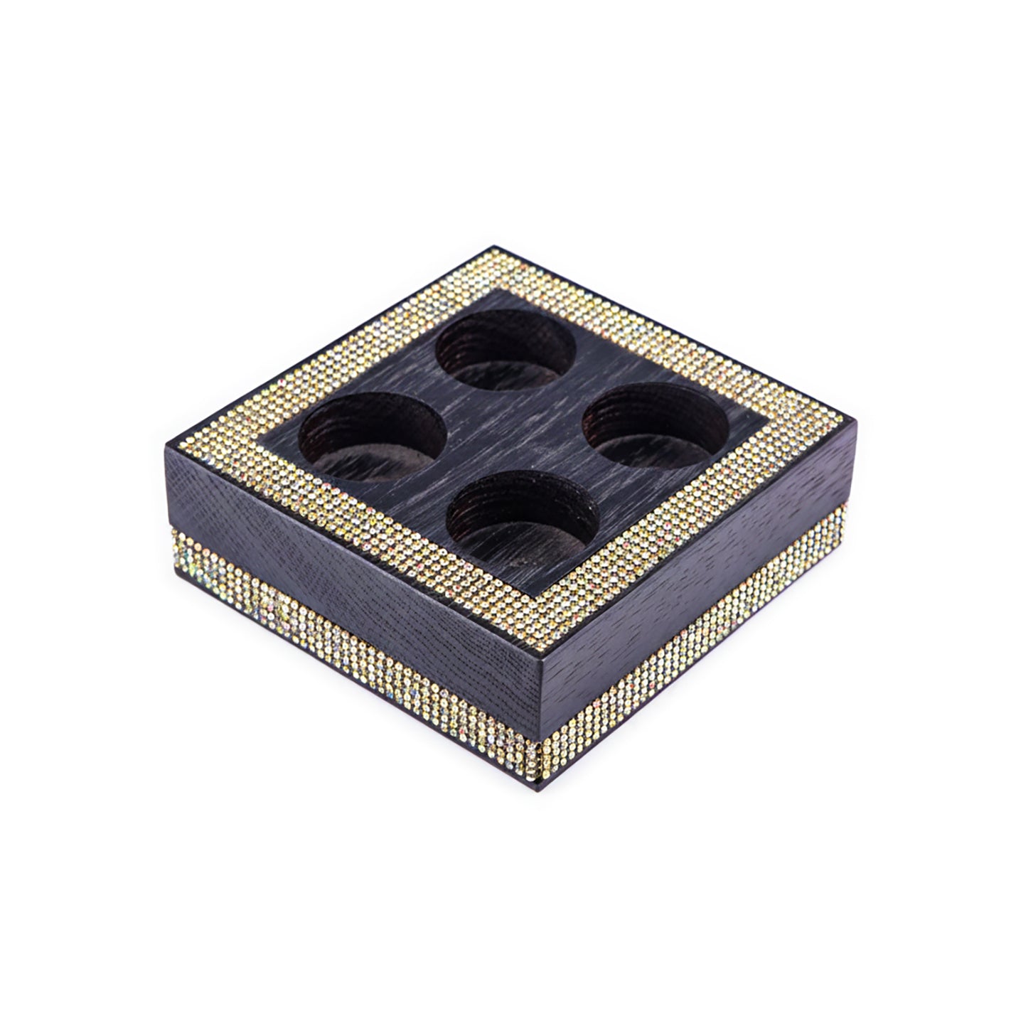 Sophie Villepigue. Dark Wood Candle Holder with Crystal Mesh