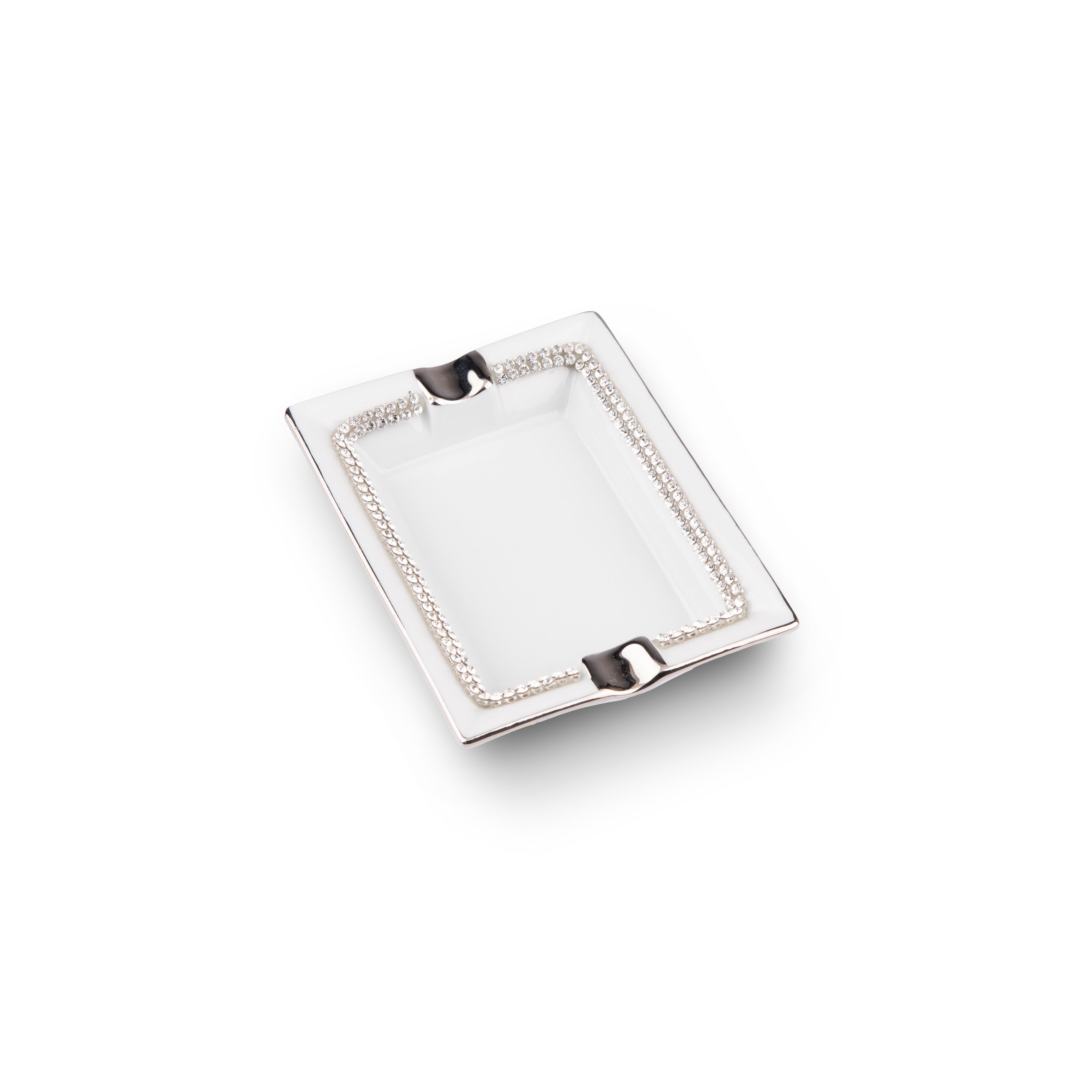 Design Sophie Villepigue. White Porcelain Ashtray Studded with Jewells