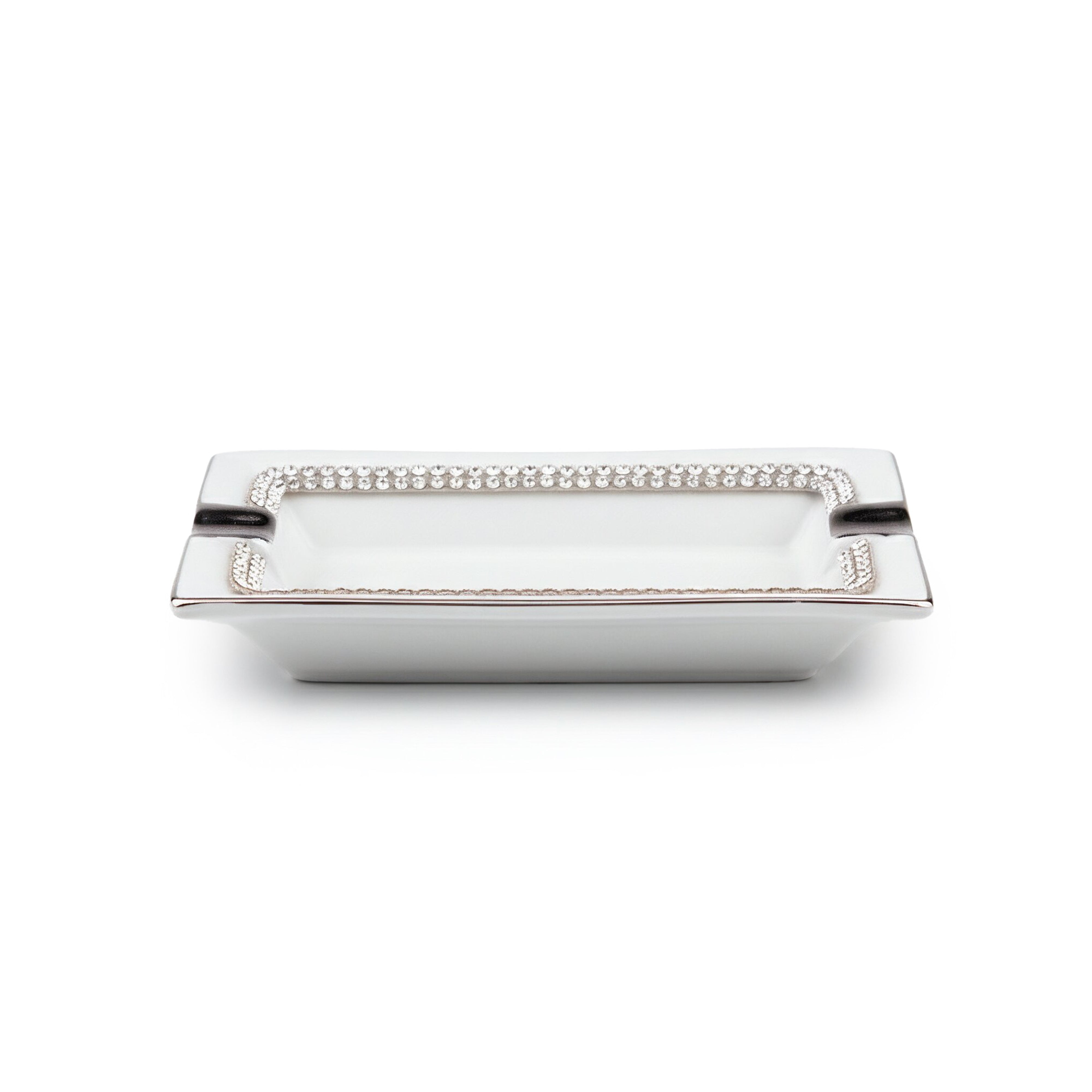 Design Sophie Villepigue. White Porcelain Ashtray Studded with Jewells