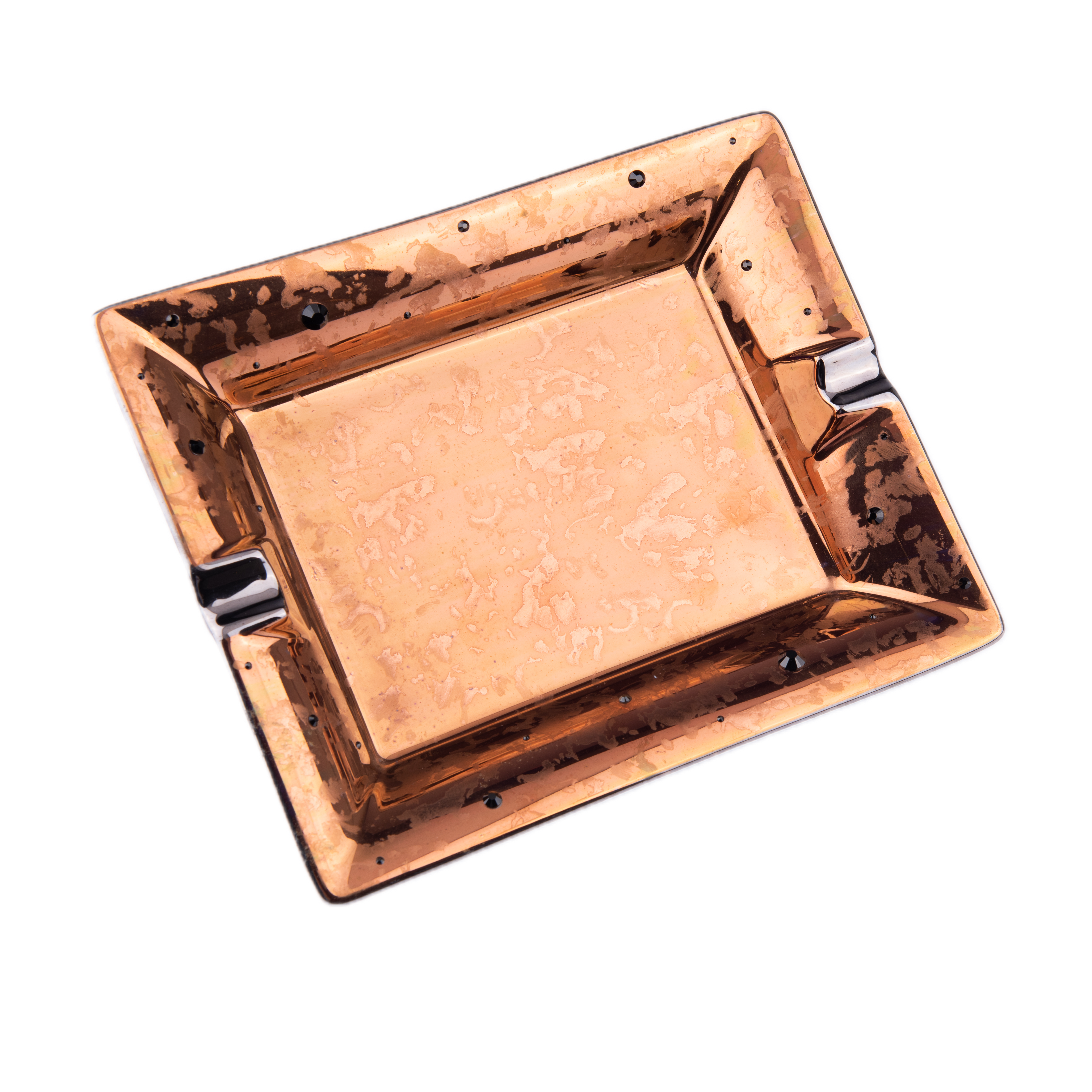 Design Sophie Villepigue. Bronze Porcelain Ashtray Studded with Swarovski