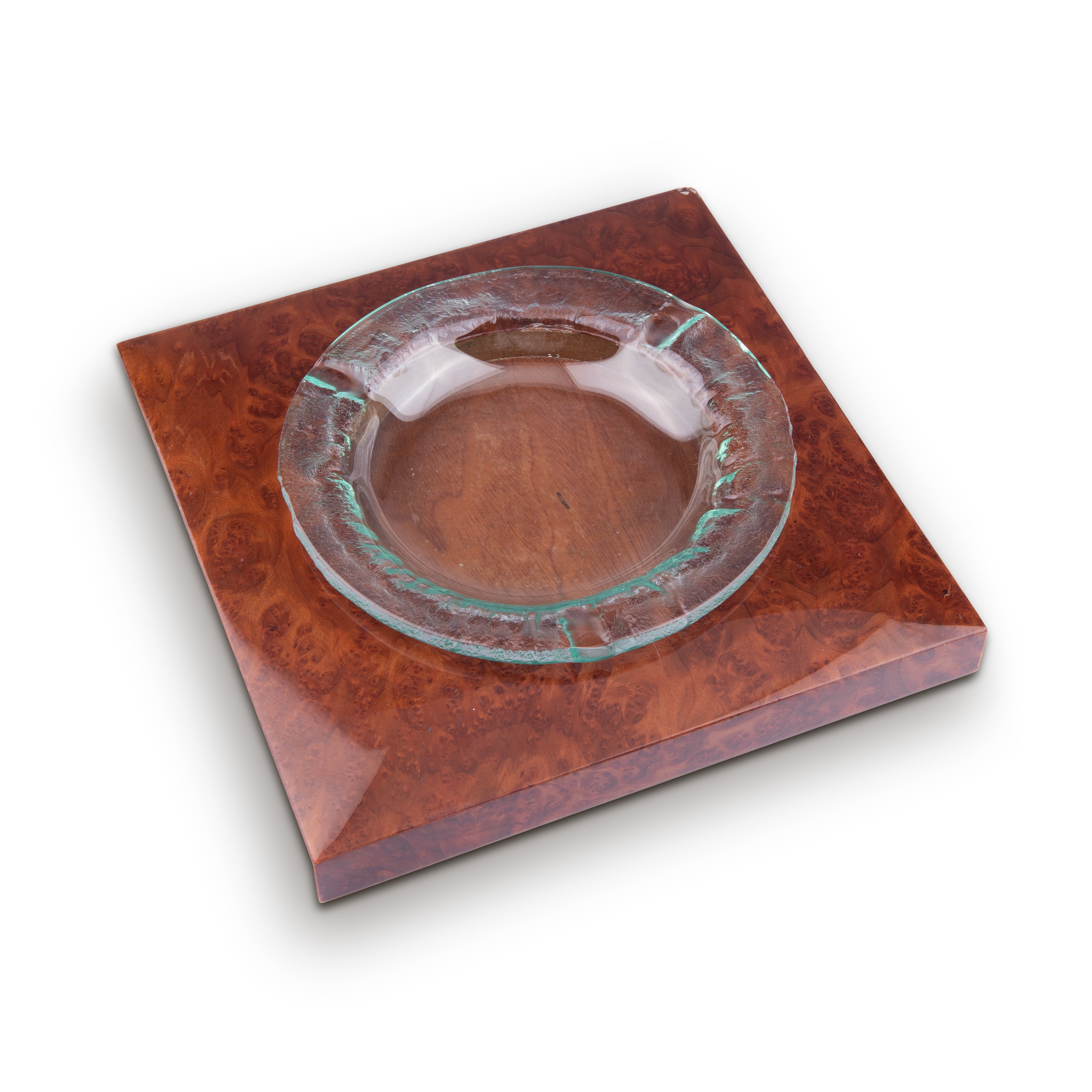 Ercolano SRL. Glass & Wood Ashtray. Medium Size