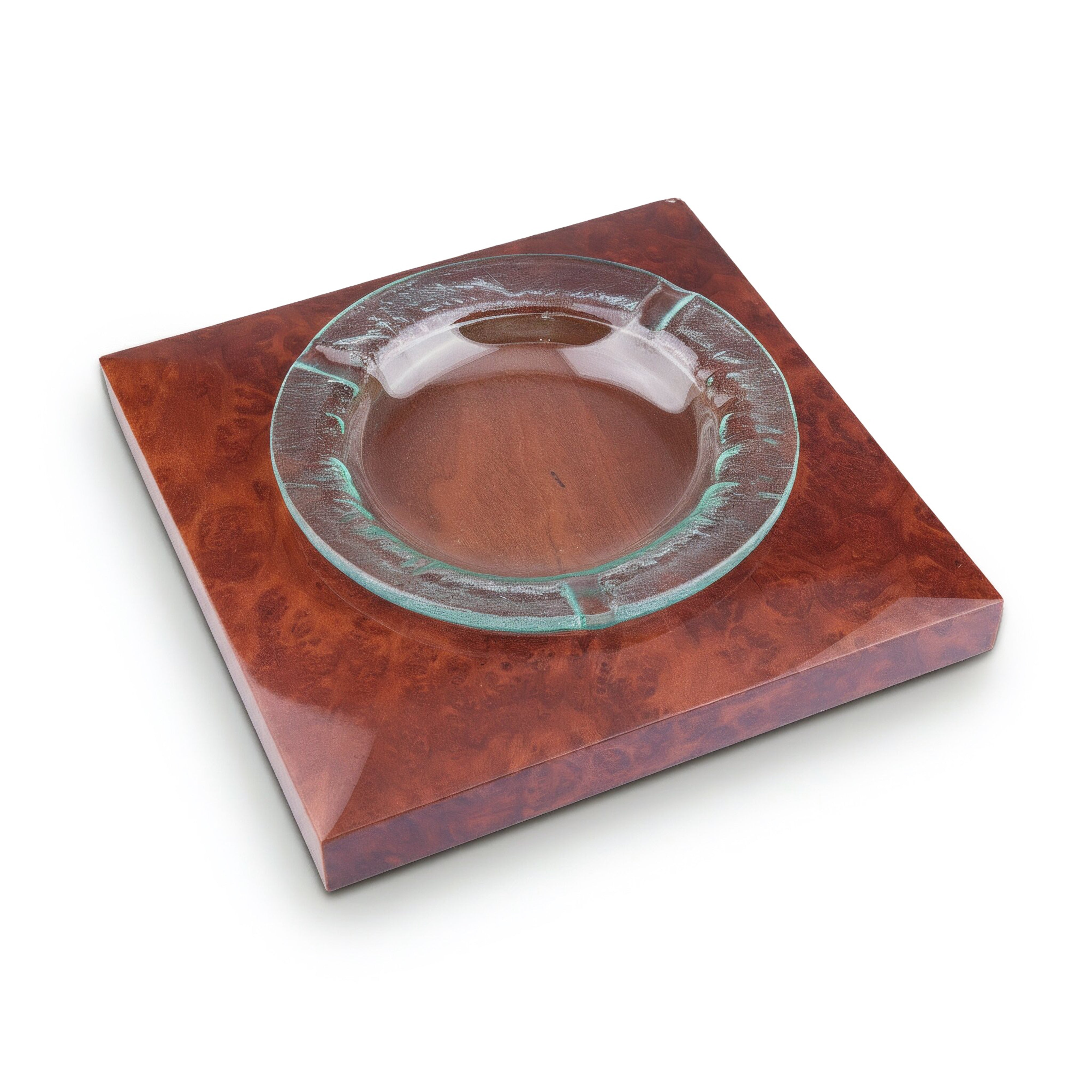 Ercolano SRL. Glass & Wood Ashtray. Medium Size