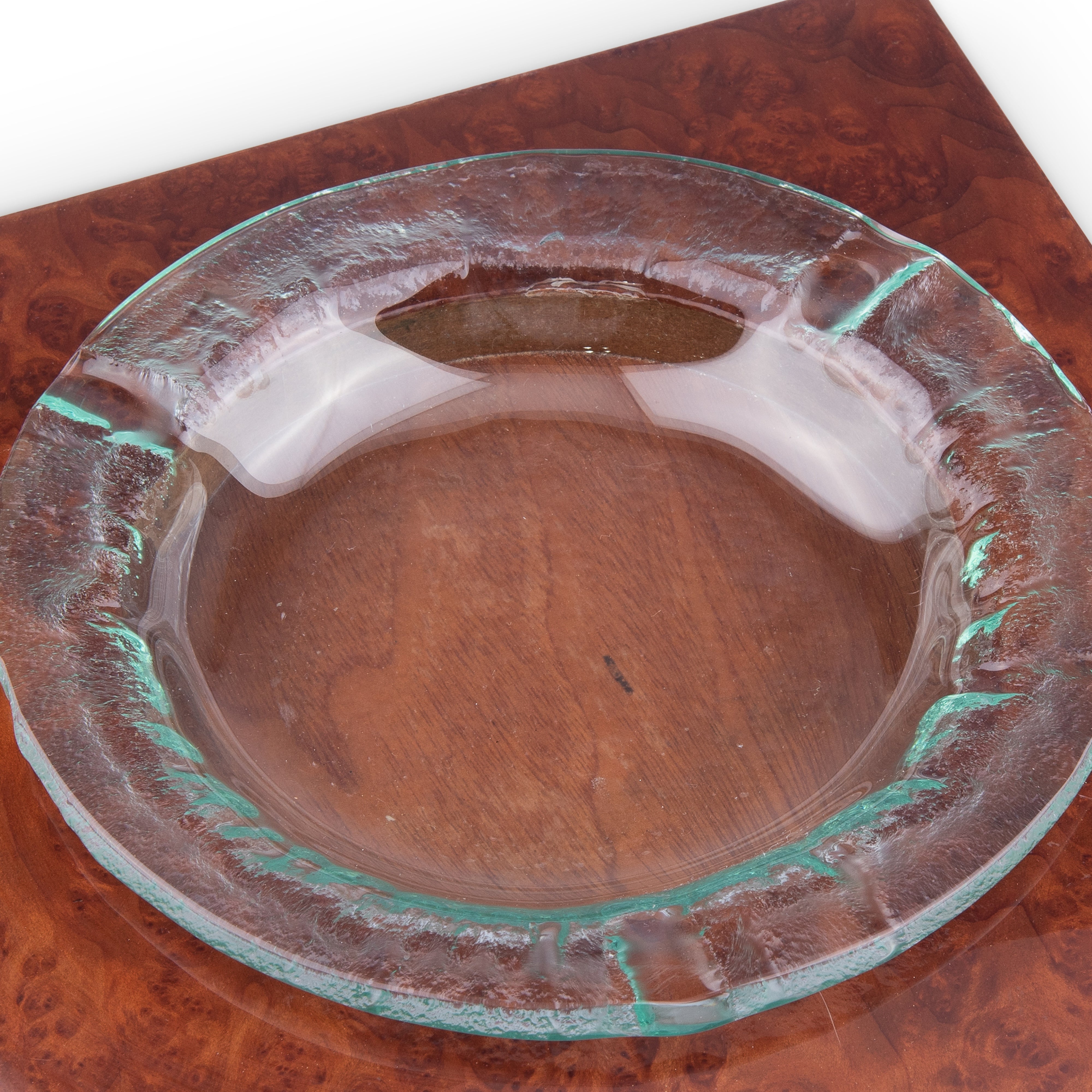 Ercolano SRL. Glass & Wood Ashtray. Medium Size