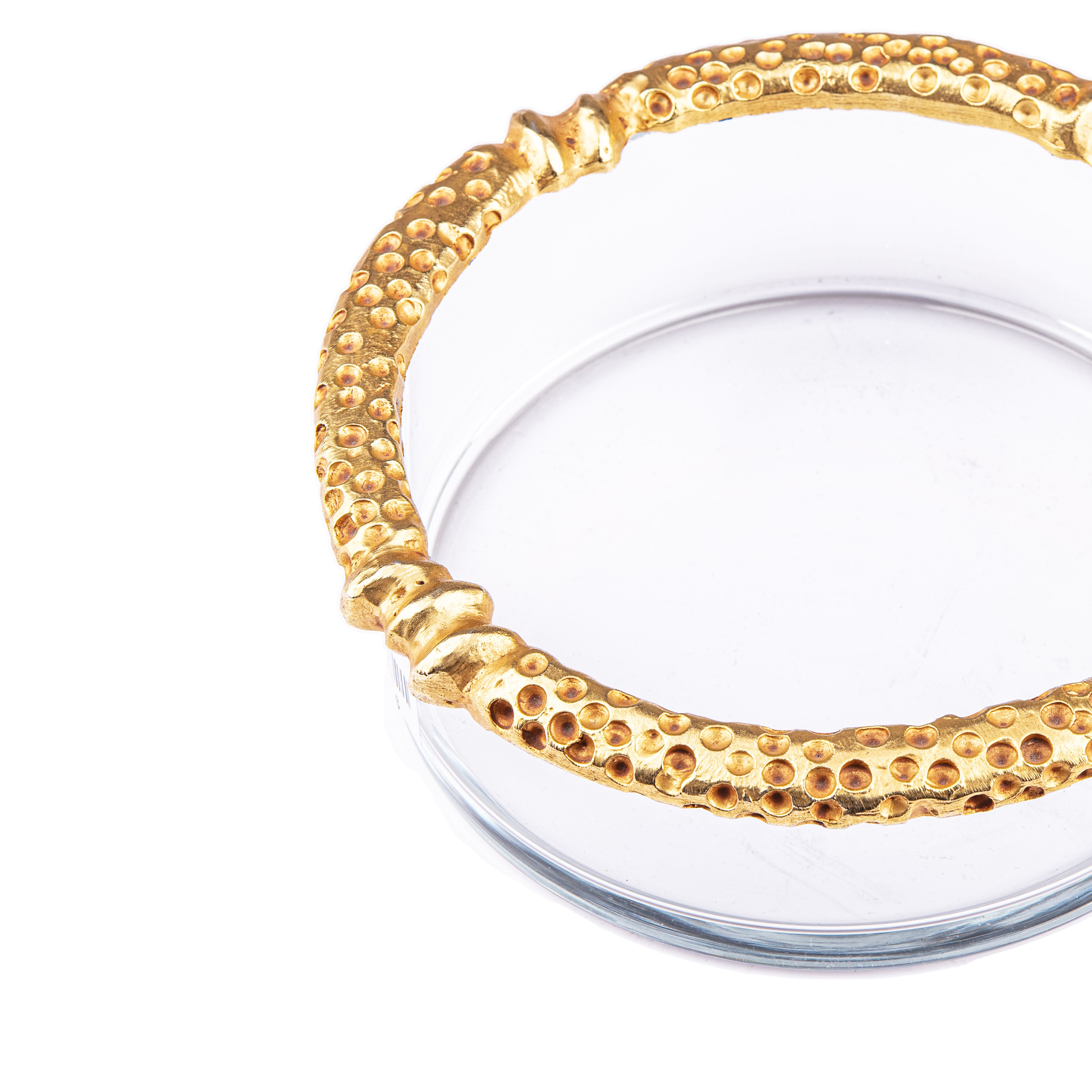 Fondica S.A. Glass Ashtray Designed with Gold Metal Rim. Exclusively available at Idée Art.